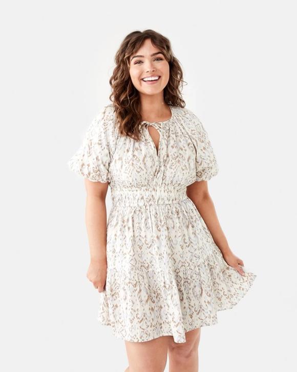 Short Sleeve Shirred Waist Mini Dress