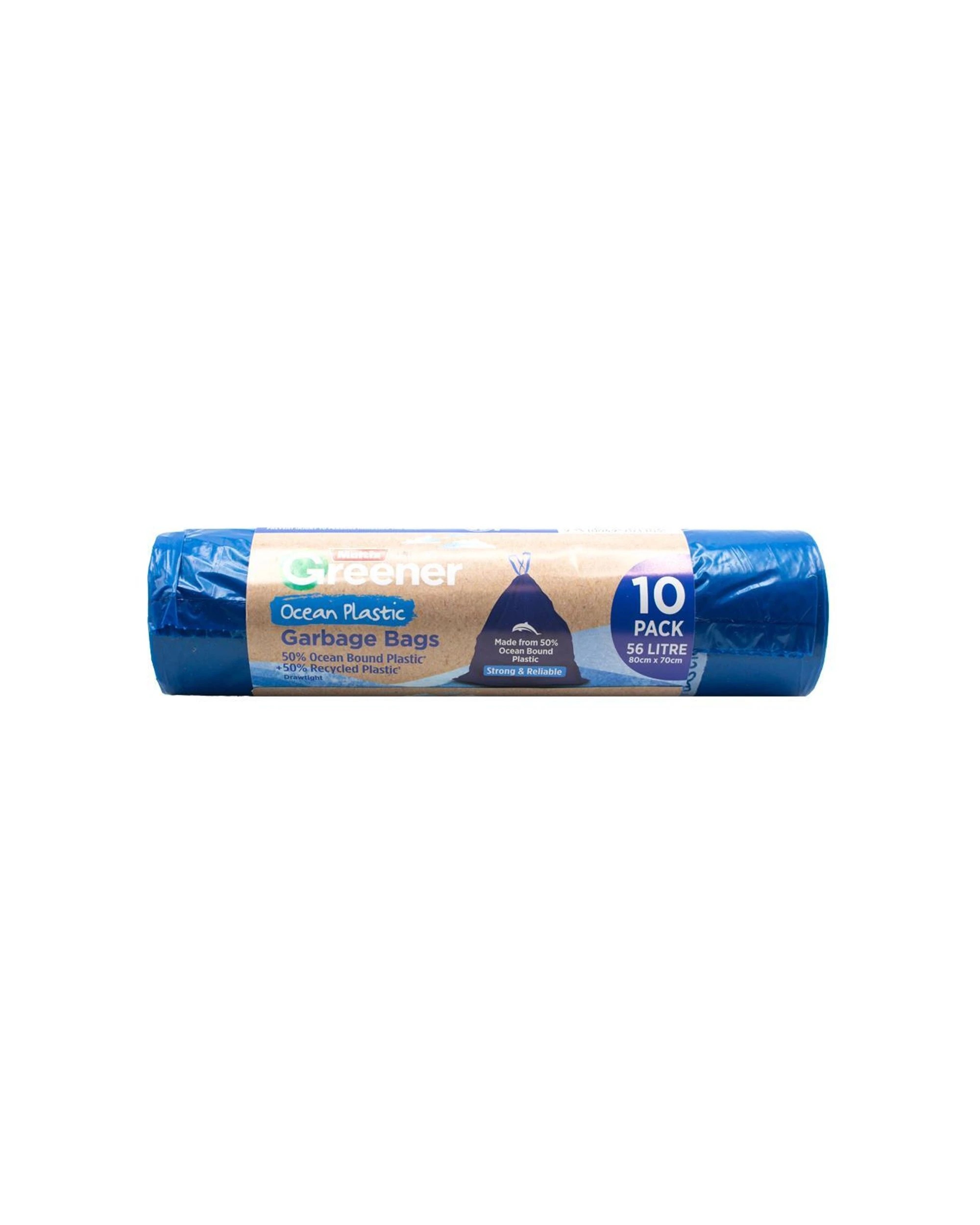 2 Multix 90pc Greener Garbage Bags 56L Drawtight Ocean Plastic Recycled - Blue, 2 of 3
