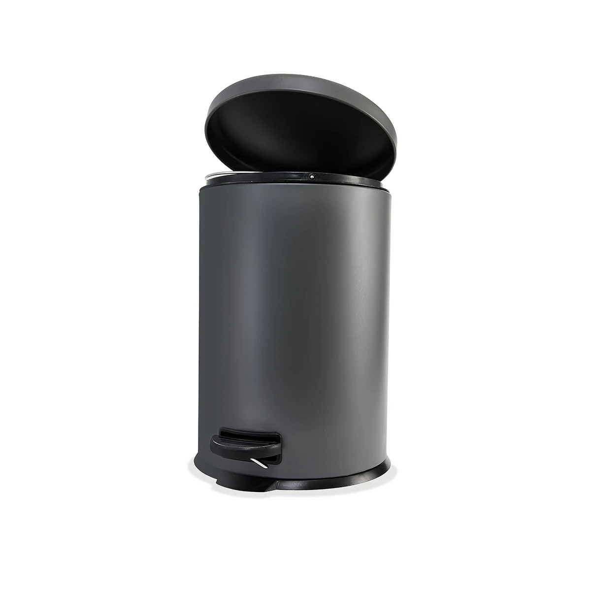 2 20L Matte Grey Round Pedal Bin, 2 of 5