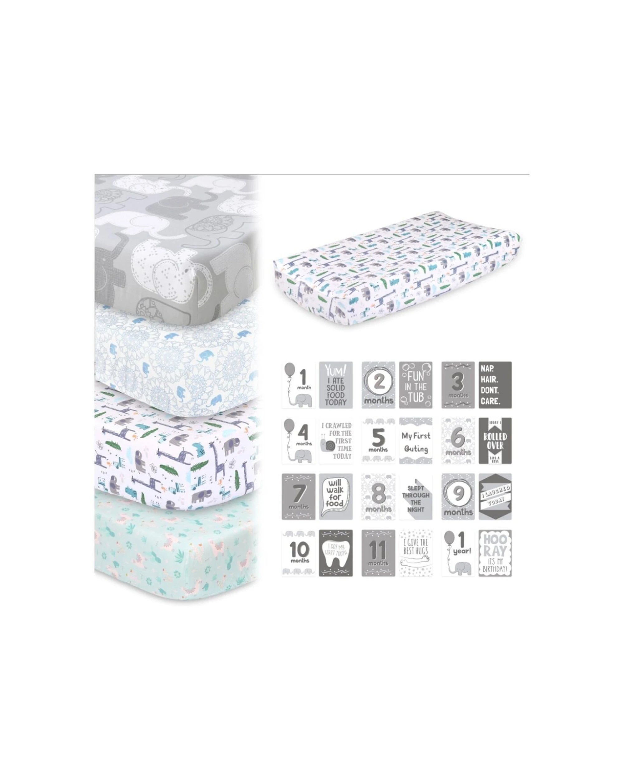 1 The Peanutshell 6pc Bedding Bundle Cotton Cot Sheets Change Pad Cover Set - Multi, 1 of 7
