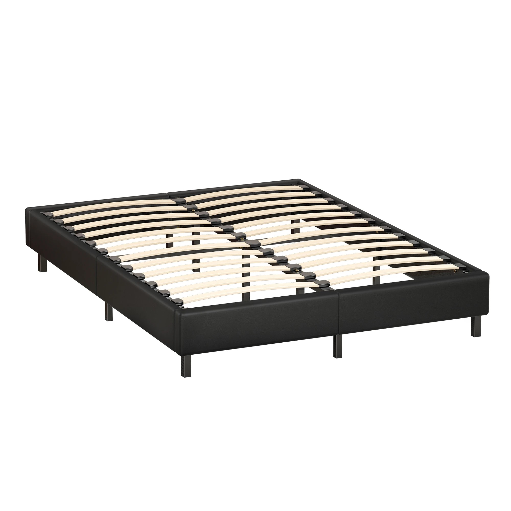 8 Alfordson Bed Frame Double Size Mattress Base Foundation Leather Basel - Black, 8 of 10