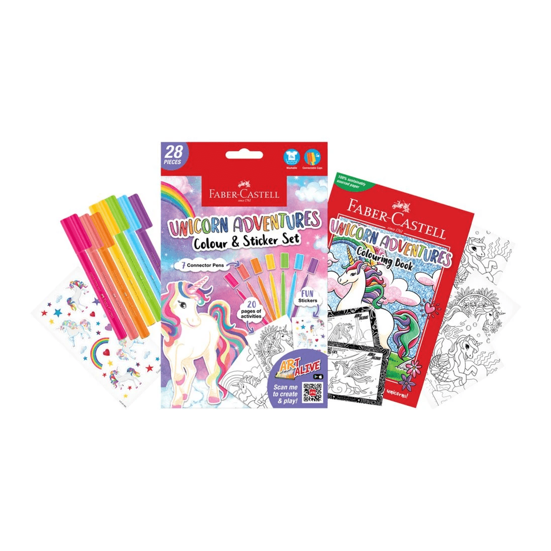 3 Faber-Castell Connecter Pen Colouring Set A5 Unicorns, 3 of 4