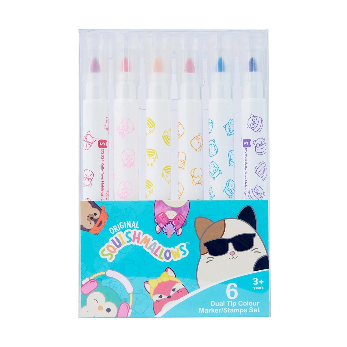 1 6 Pack Original Squishmallows Dual Tip Colour Marker/Stamps Set, 1 of 9