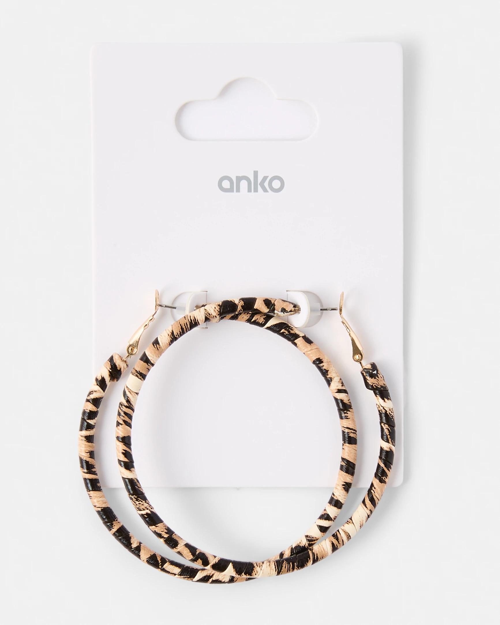 4 Oversize Leopard Hoop Earrings - Brown Brown, 4 of 4