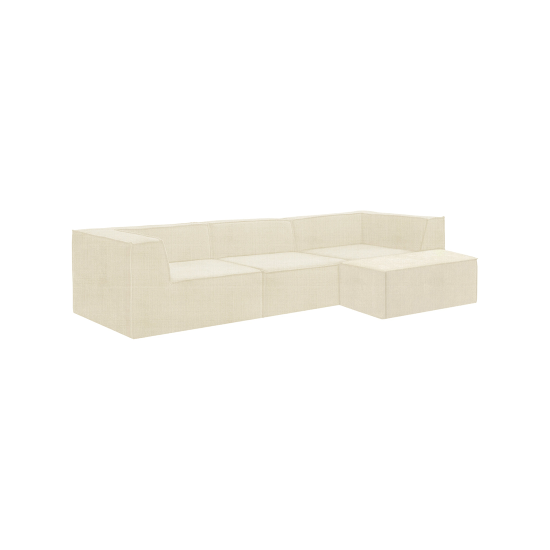 3 Sarantino Novi 3-Seater Modular Sofa with Ottoman in Cream Non-Slip Bottom Lounge, 3 of 10