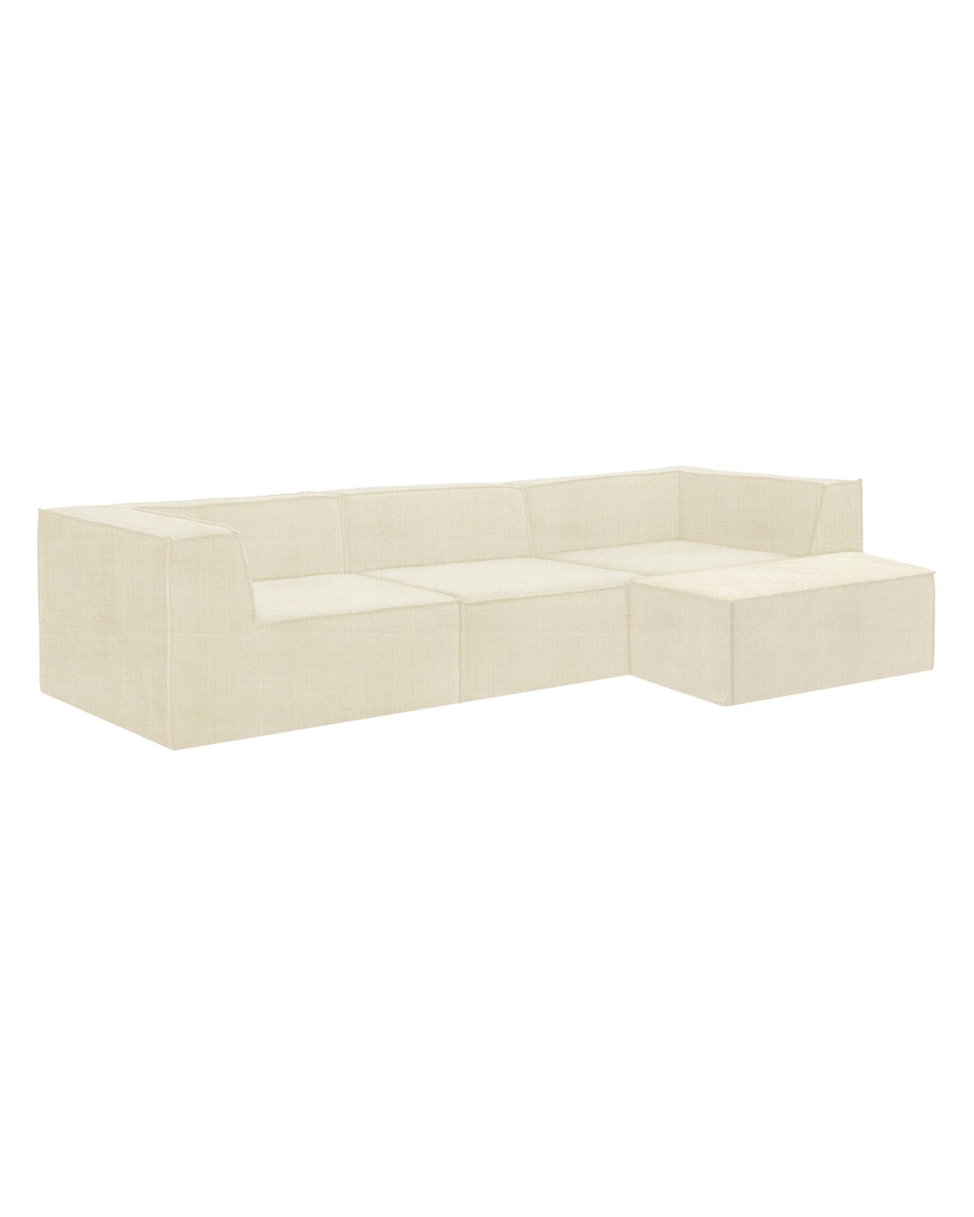 3 Sarantino Novi 3-Seater Modular Sofa with Ottoman in Cream Non-Slip Bottom Lounge, 3 of 10