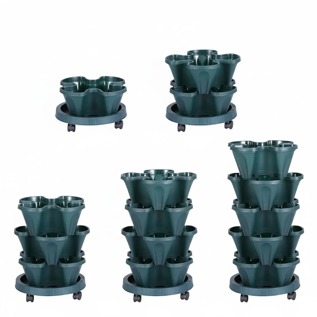 5 Green Fingers Garden Bed 5 Tier Vertical Garden Strawberry Stackable Planters Herbs Petunias - Green, 5 of 7