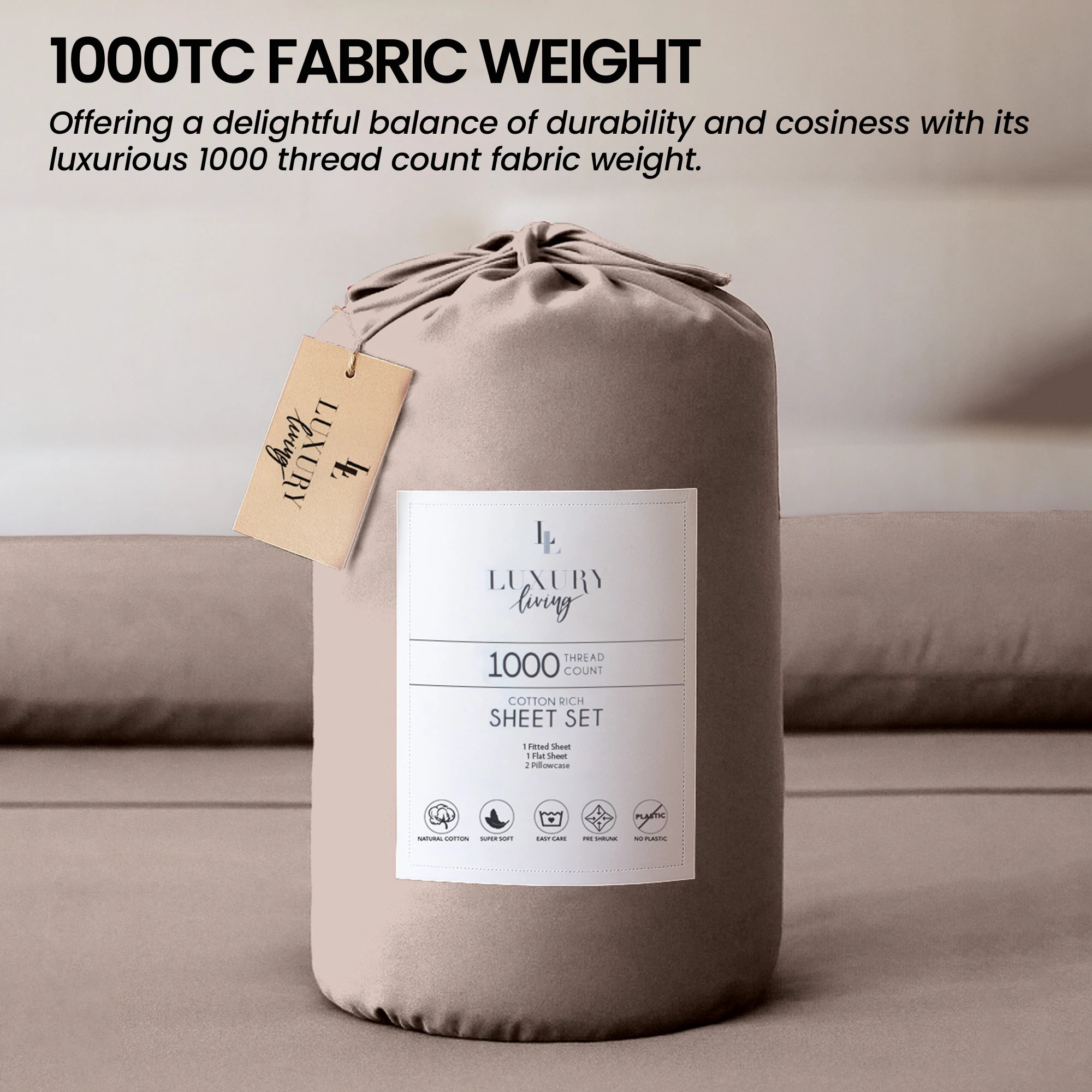 6 4pc 1000 Thread Count Cotton Rich King Bed Sheet Gift Pack Cvc Microfibre Blend In Linen
 - King Bed, 6 of 10