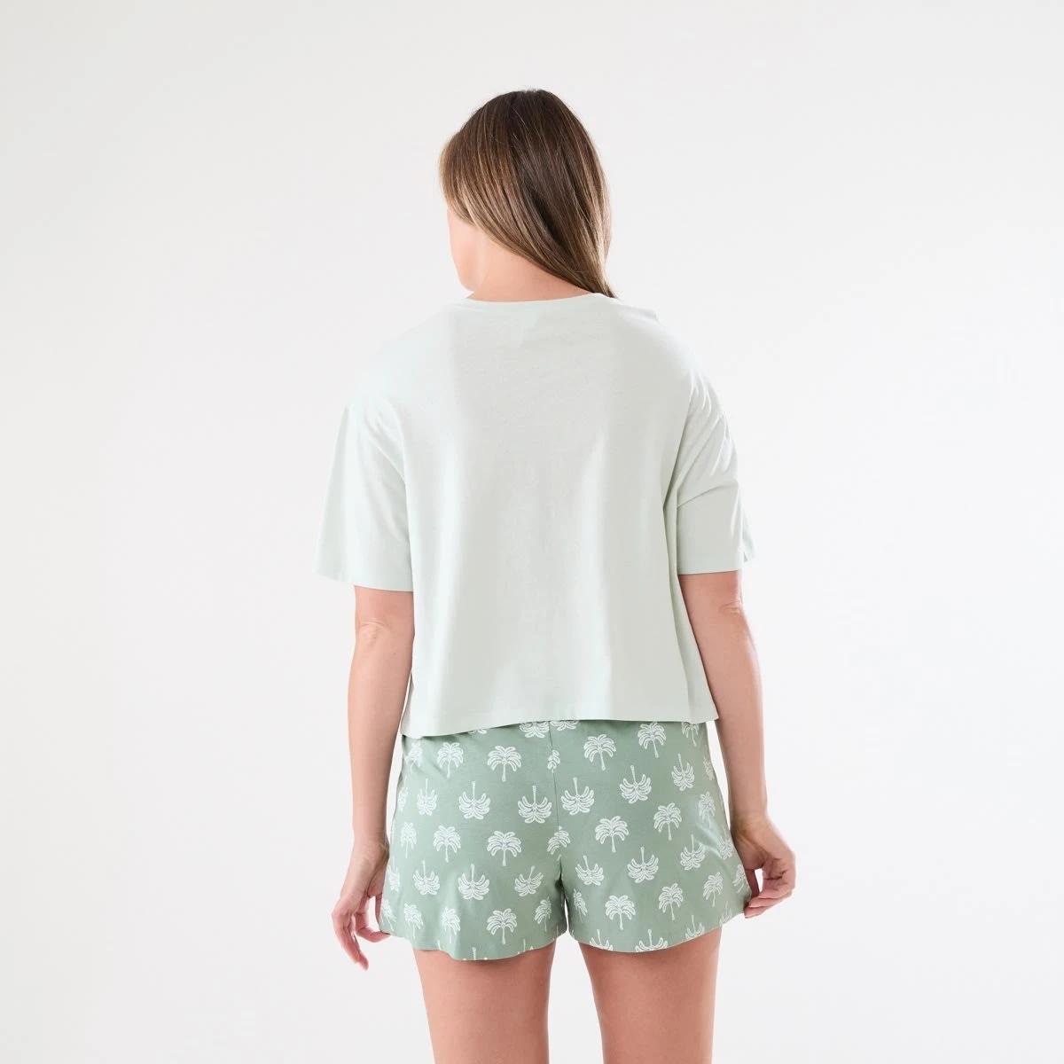 3 Knit T-shirt and Shorts Pyjama Set PALM SPROUT, 3 of 6