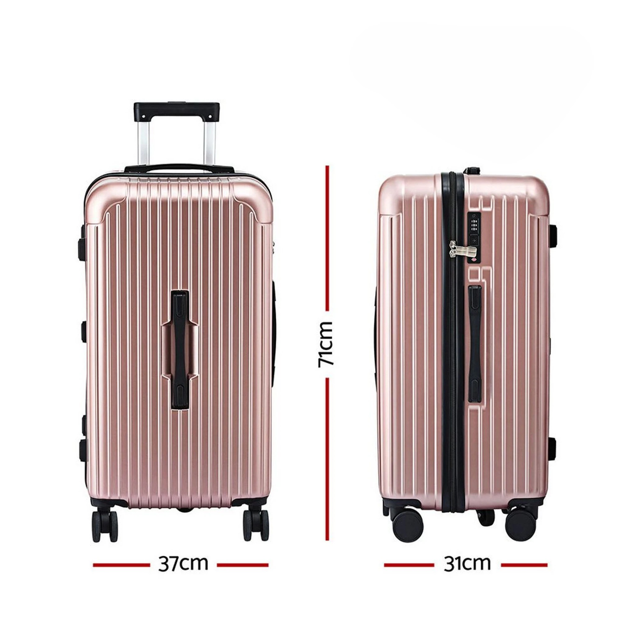 1 Wanderlite 28" Trunk Luggage Suitcase Travel 5 Wheels Type-C Port TSA Rose - Orange, 1 of 8