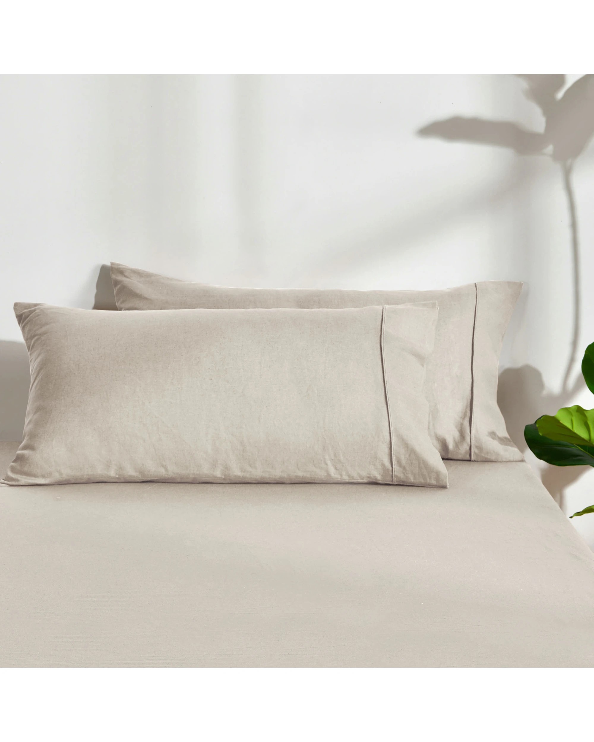 1 Dreamaker Linen Cotton King Pillowcase Twin Pack - Oatmeal, 1 of 5