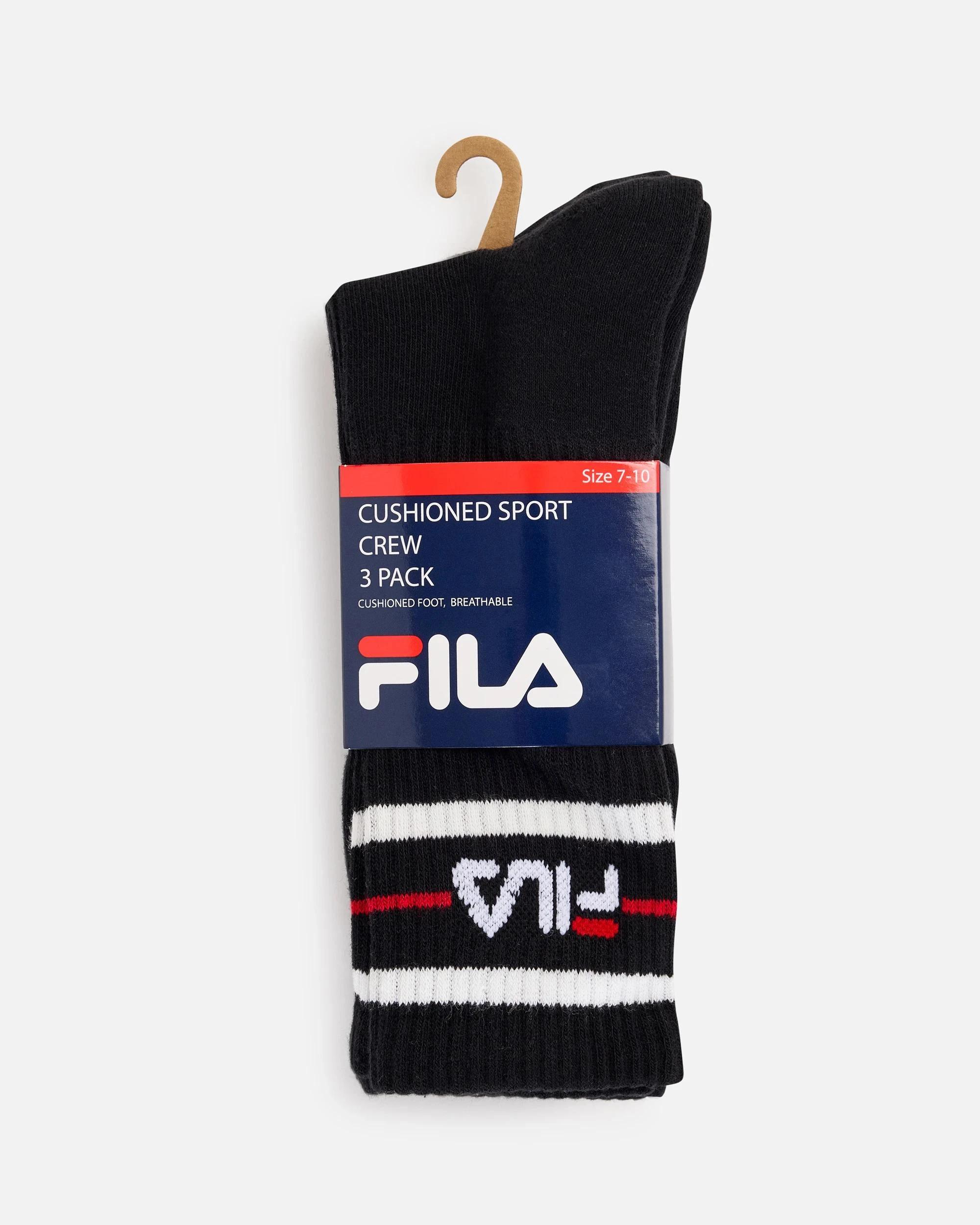 1 Fila Sports Crew 3 Pack Socks BLACK, 1 of 4