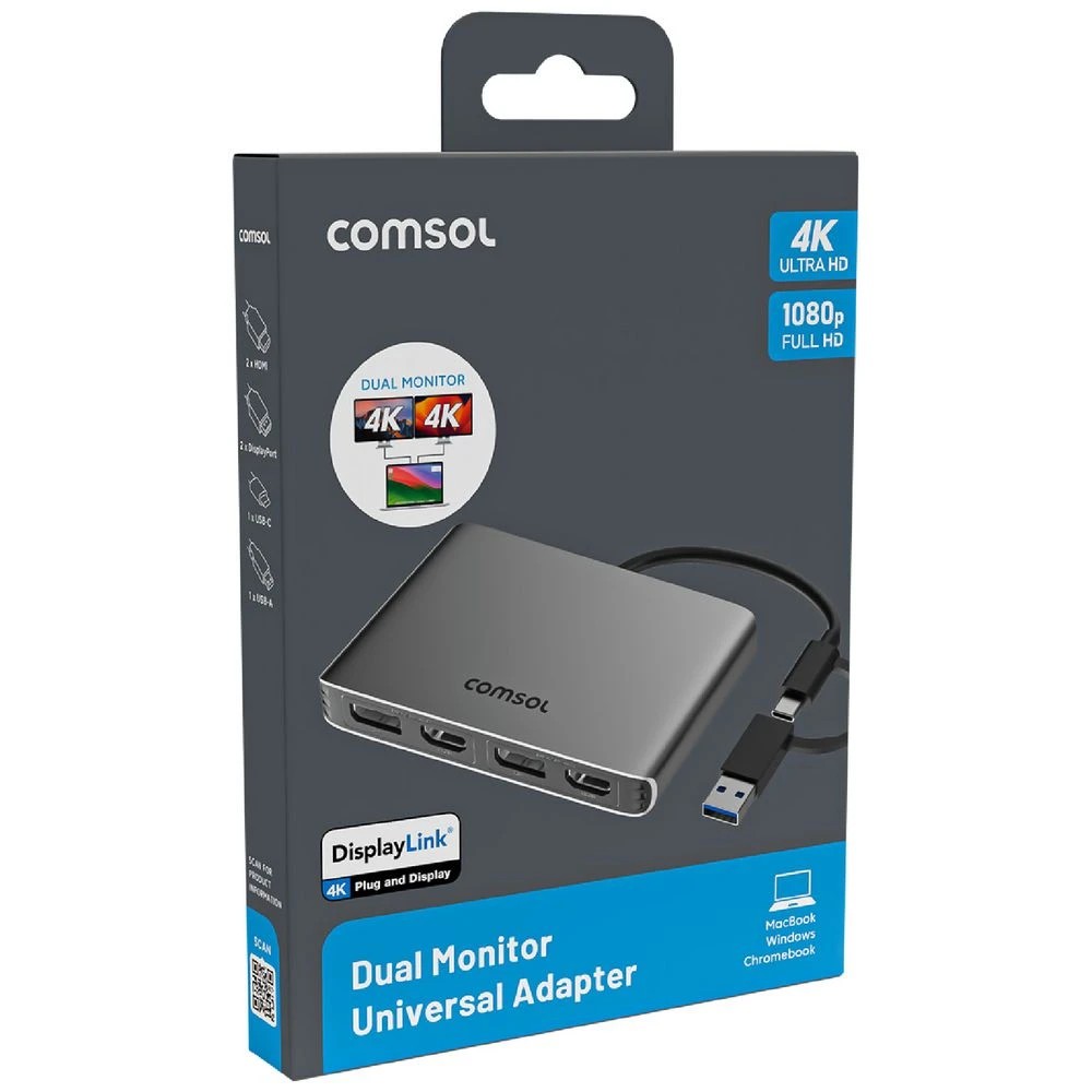 2 Comsol Universal Dual Monitor Adaptor HDMI/DisplayPort, 2 of 6