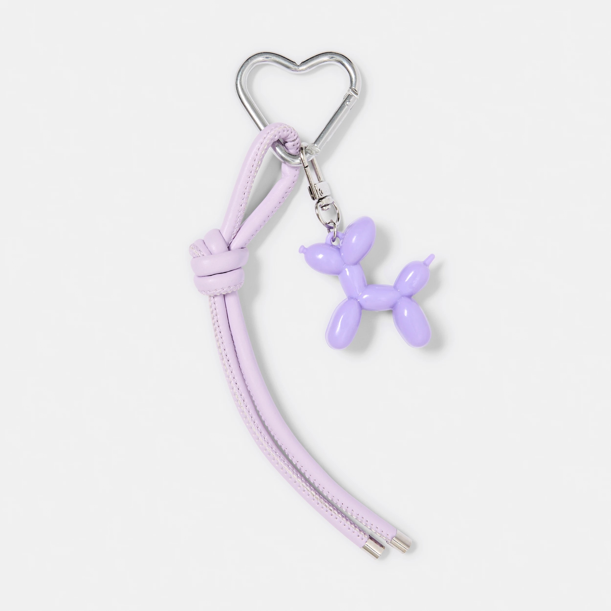 1 Balloon Dog Charm Keyring - Silver Tone and Purple, 1 of 3