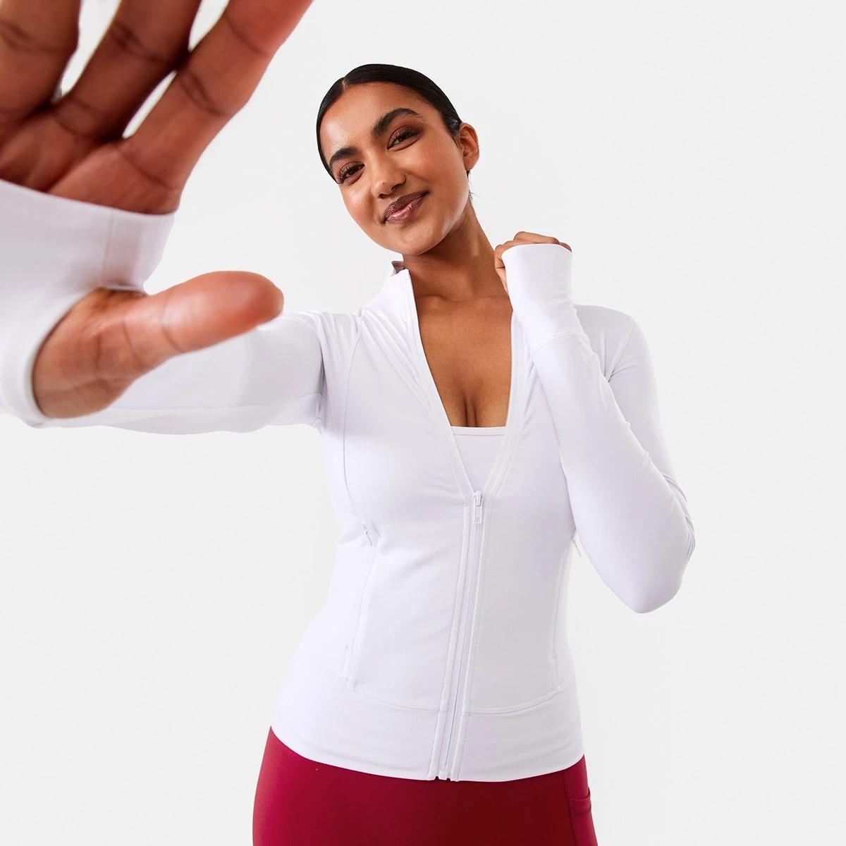 1 Active Womens Long Sleeve Ultrasoft Jacket WHITE, 1 of 10