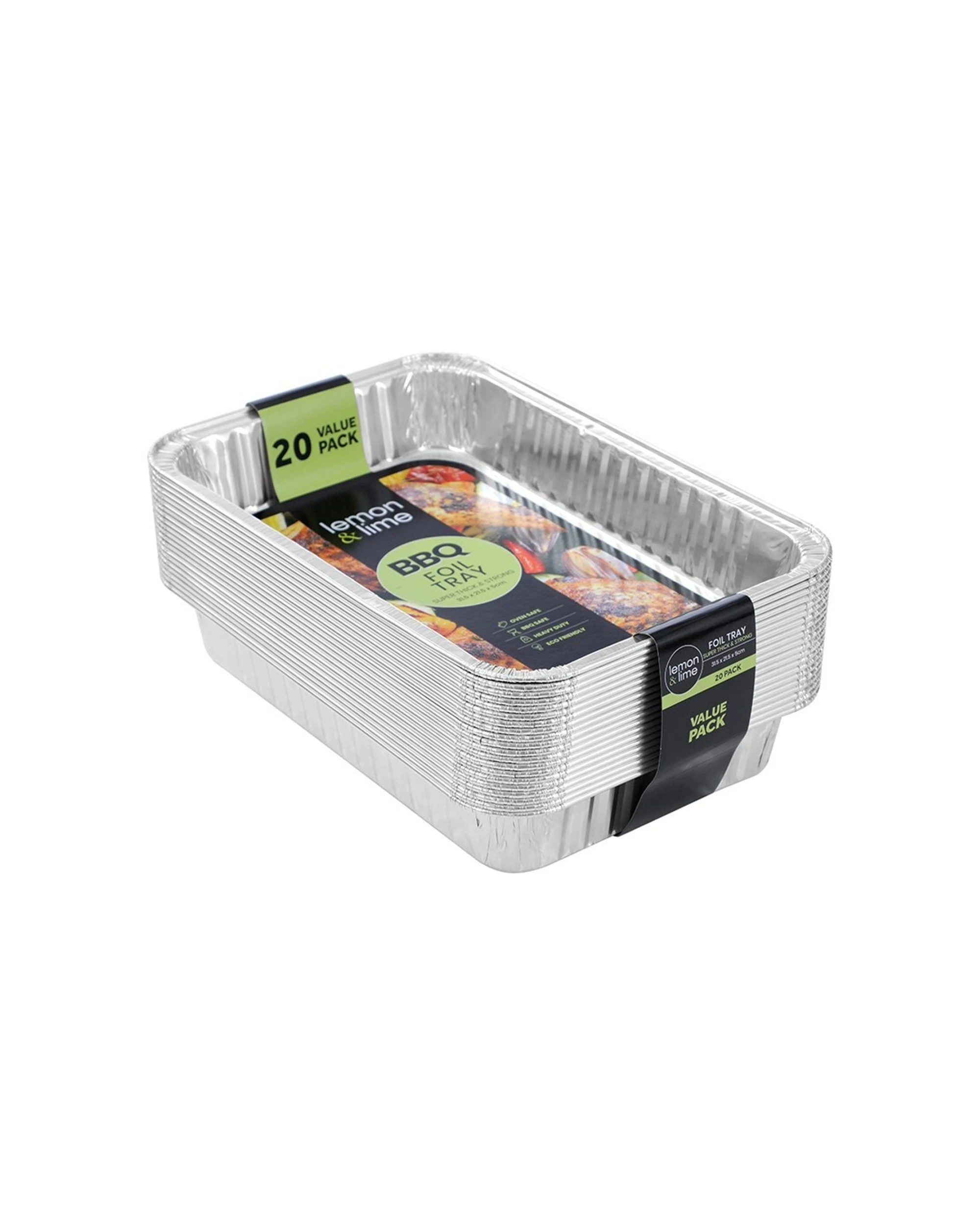 1 20pc Lemon & Lime Value Bbq Foil Tray Container Rectangle 31.5x21.5cm Silver
 - Silver, 1 of 4