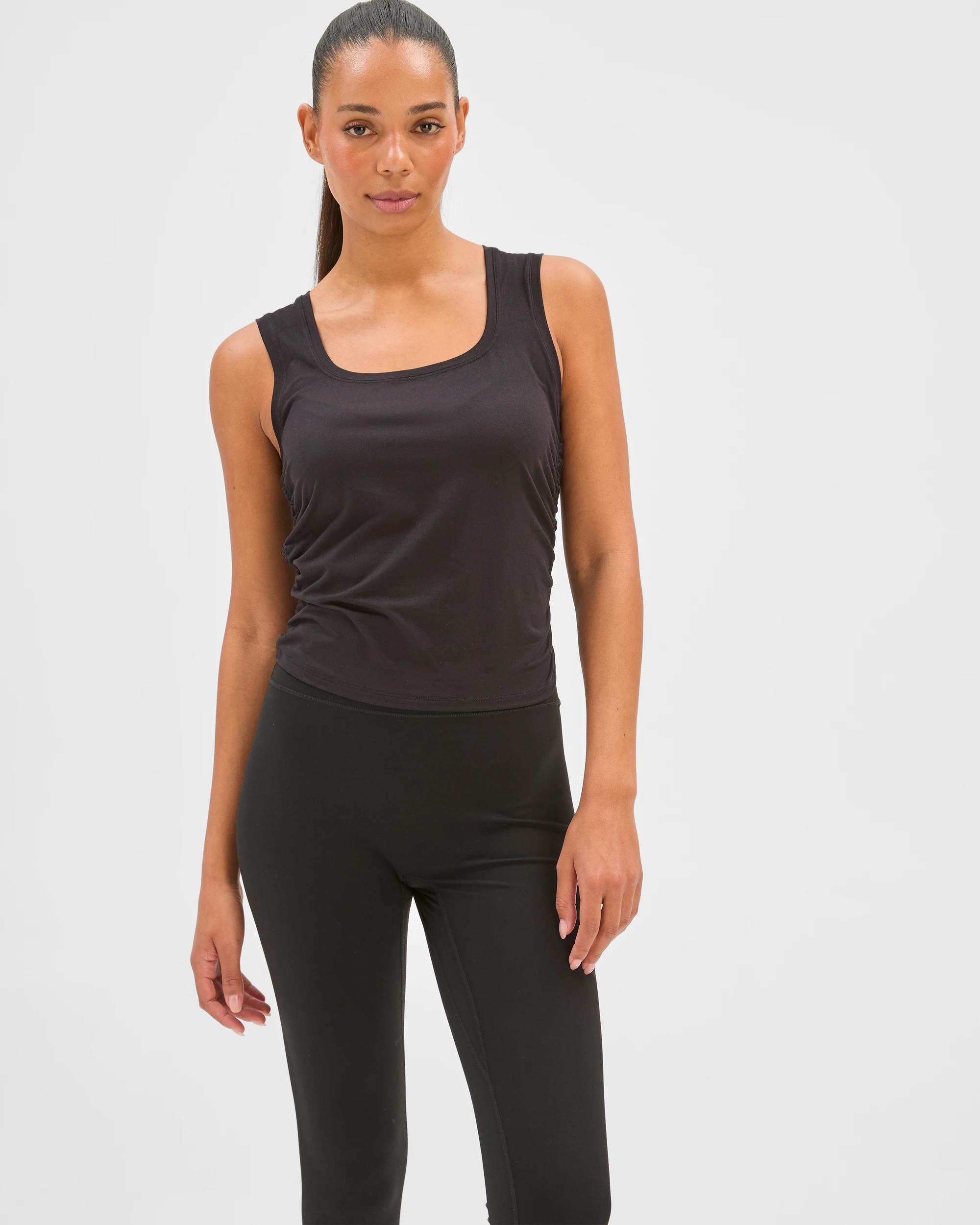 2 Target Active Active Studio Luxe Ruched Tank Top BLACK, 2 of 7