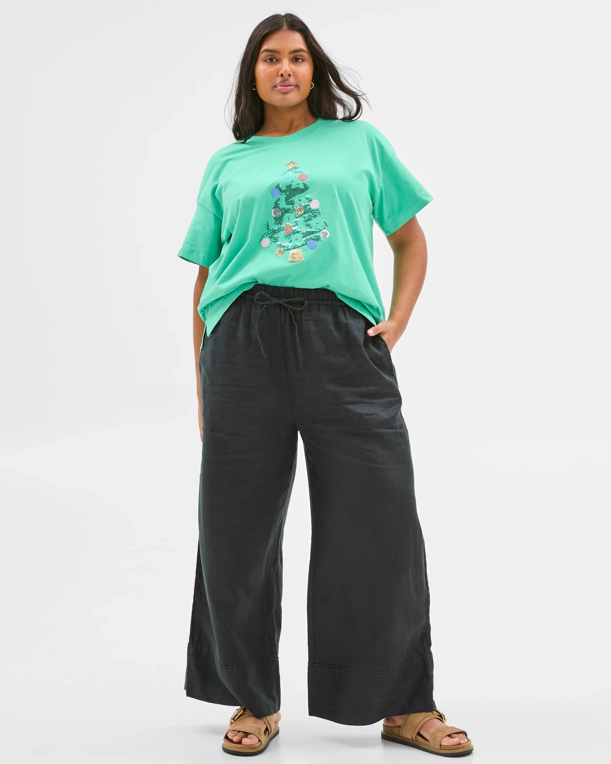 8 Target Plus Size Australian Cotton Christmas T-shirt GREEN FALALALA, 8 of 10