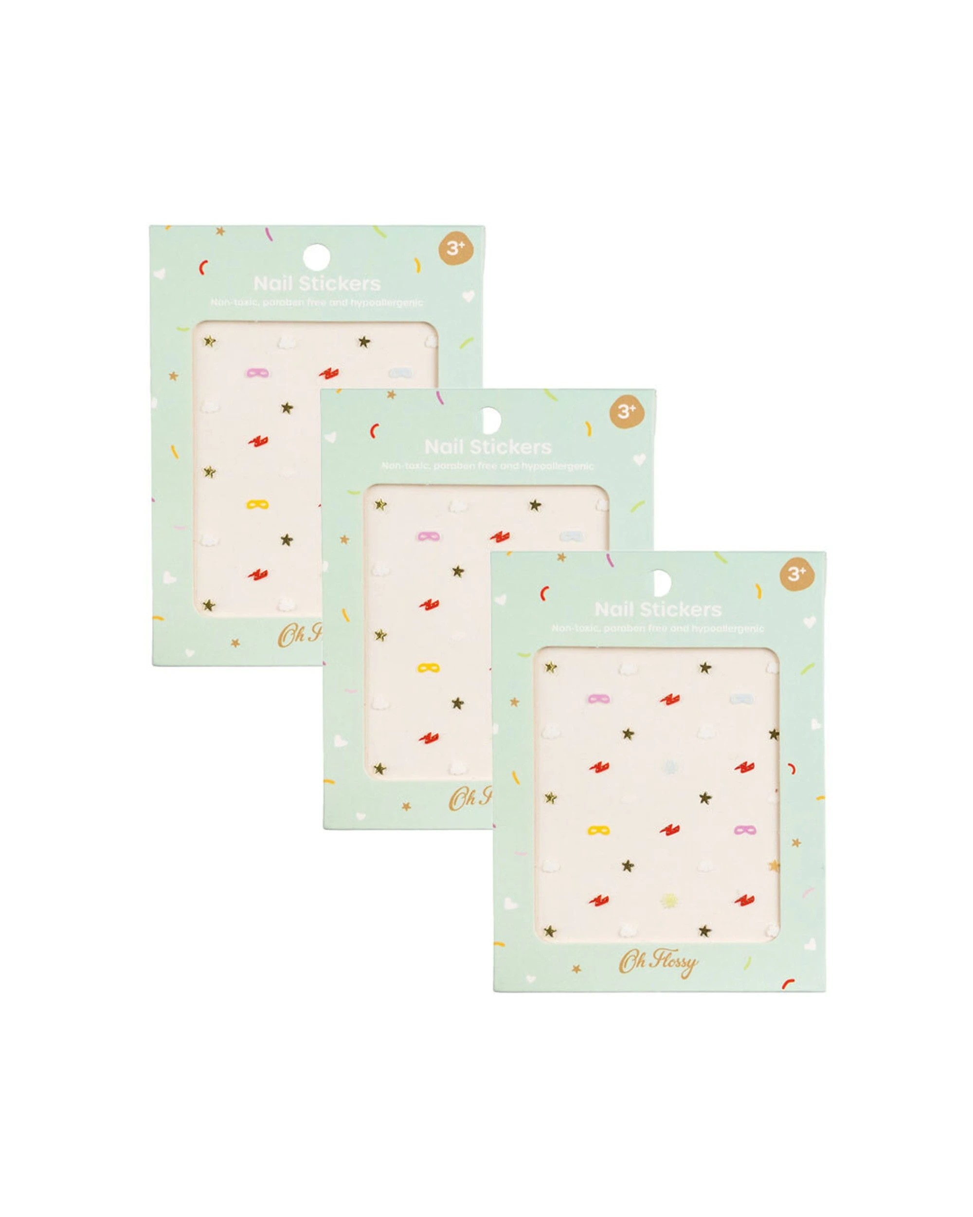 1 OH FLOSSY 3PK Cosmetic Nail Stickers Decals Superhero Set - Multi, 1 of 5