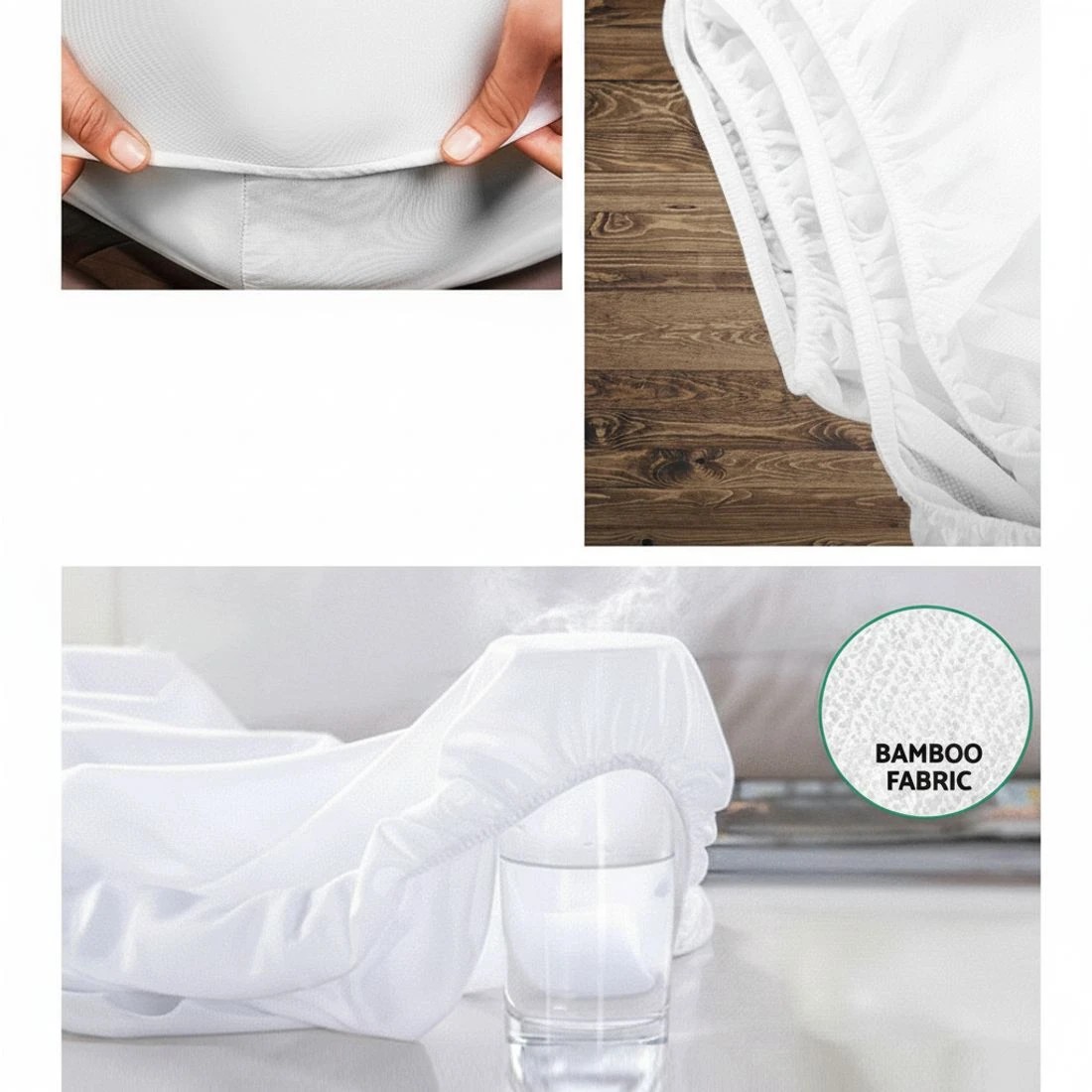 6 Giselle Bedding Bamboo Breathable Mattress Protector King Single in - King Single Bed - White, 6 of 8