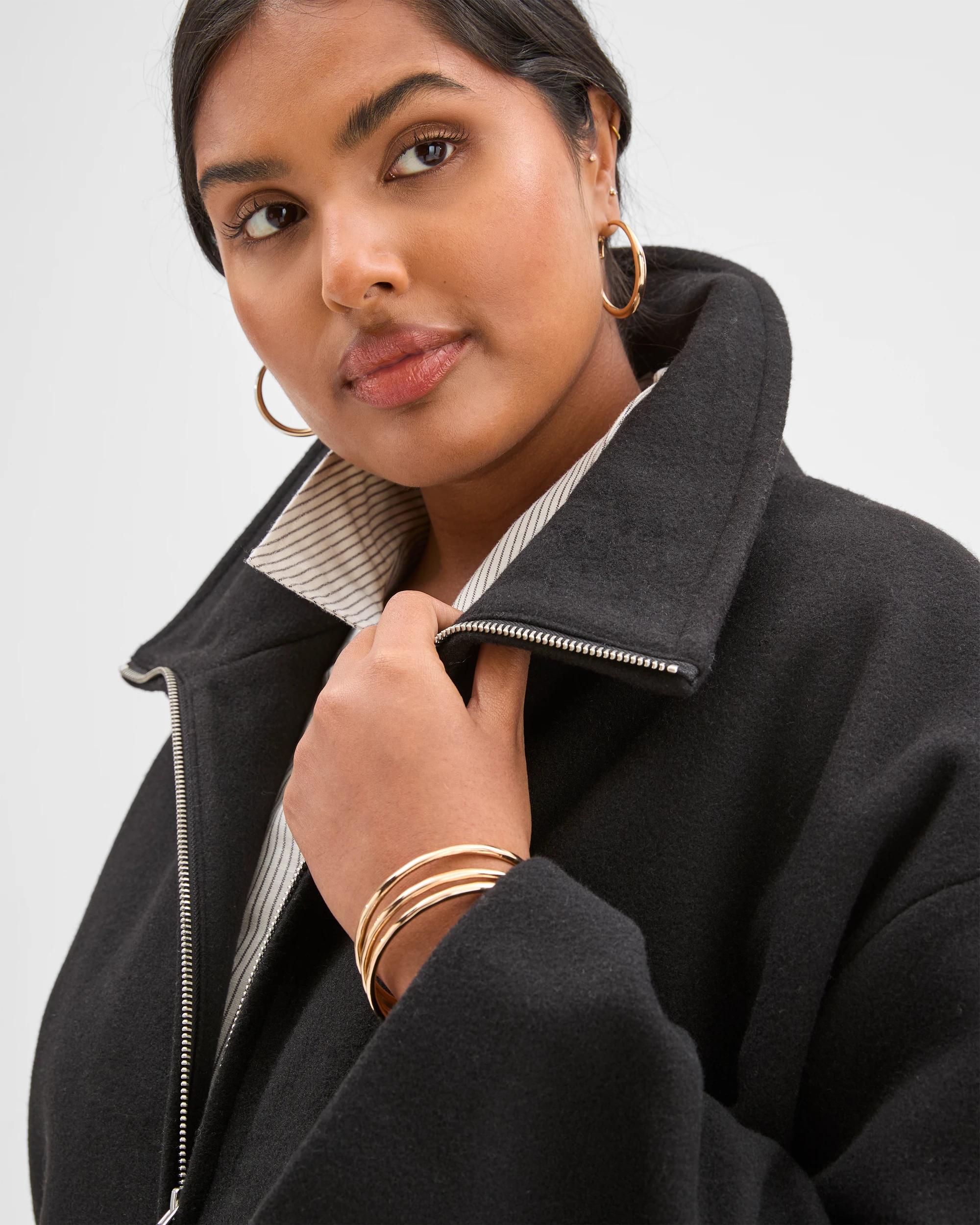 4 Target Curve Plus Size Zip Through Jacket BLACK, 4 of 6