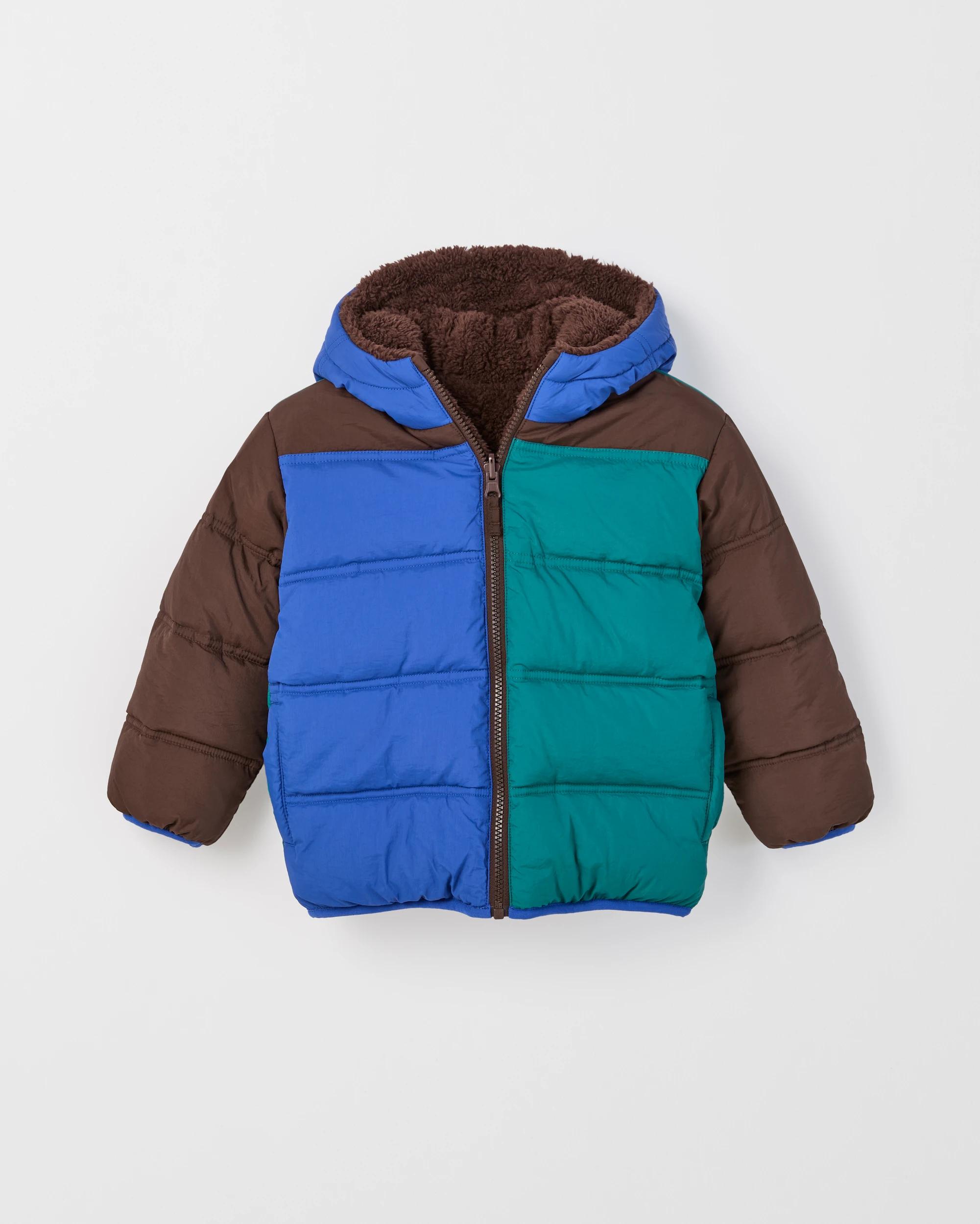 5 Target Kids Reversible Hooded Puffer Jacket BROWN/BLUE/GREEN, 5 of 7