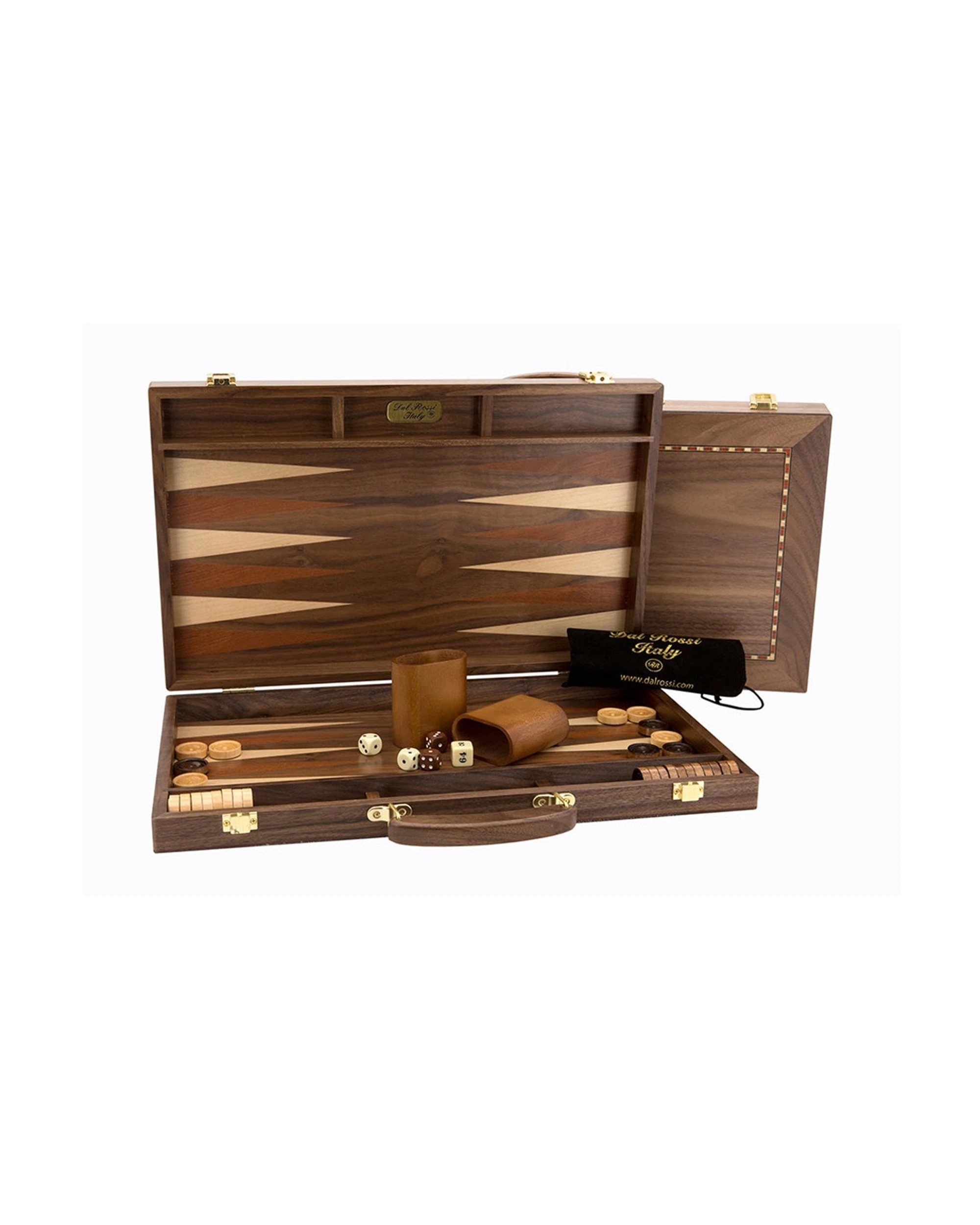 1 Dal Rossi Walnut Backgammon Set With Handle 15 Inch - Natural, 1 of 2