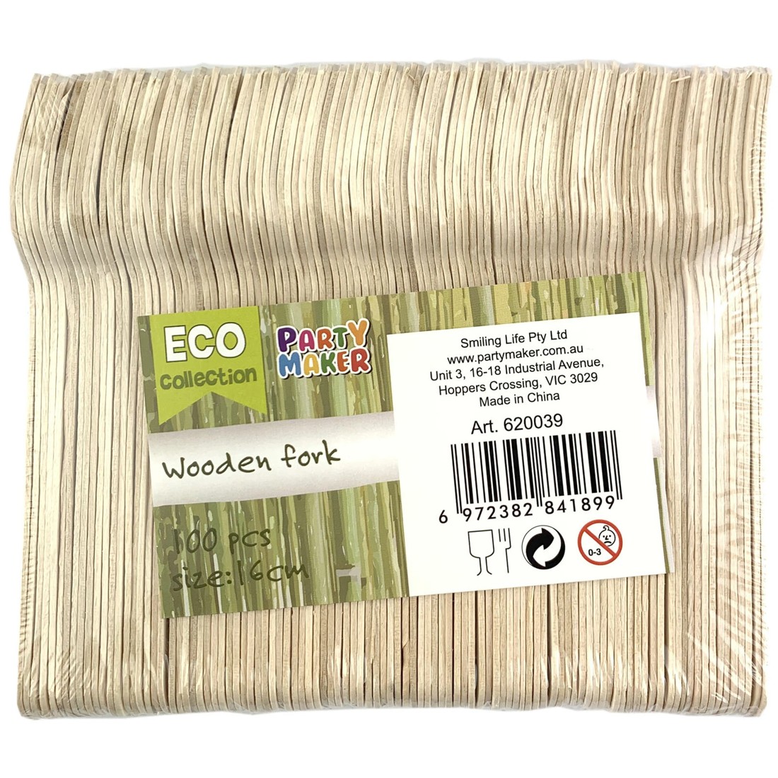 2 Party Maker Eco Wooden Forks (Bulk pack of 100), 2 of 2