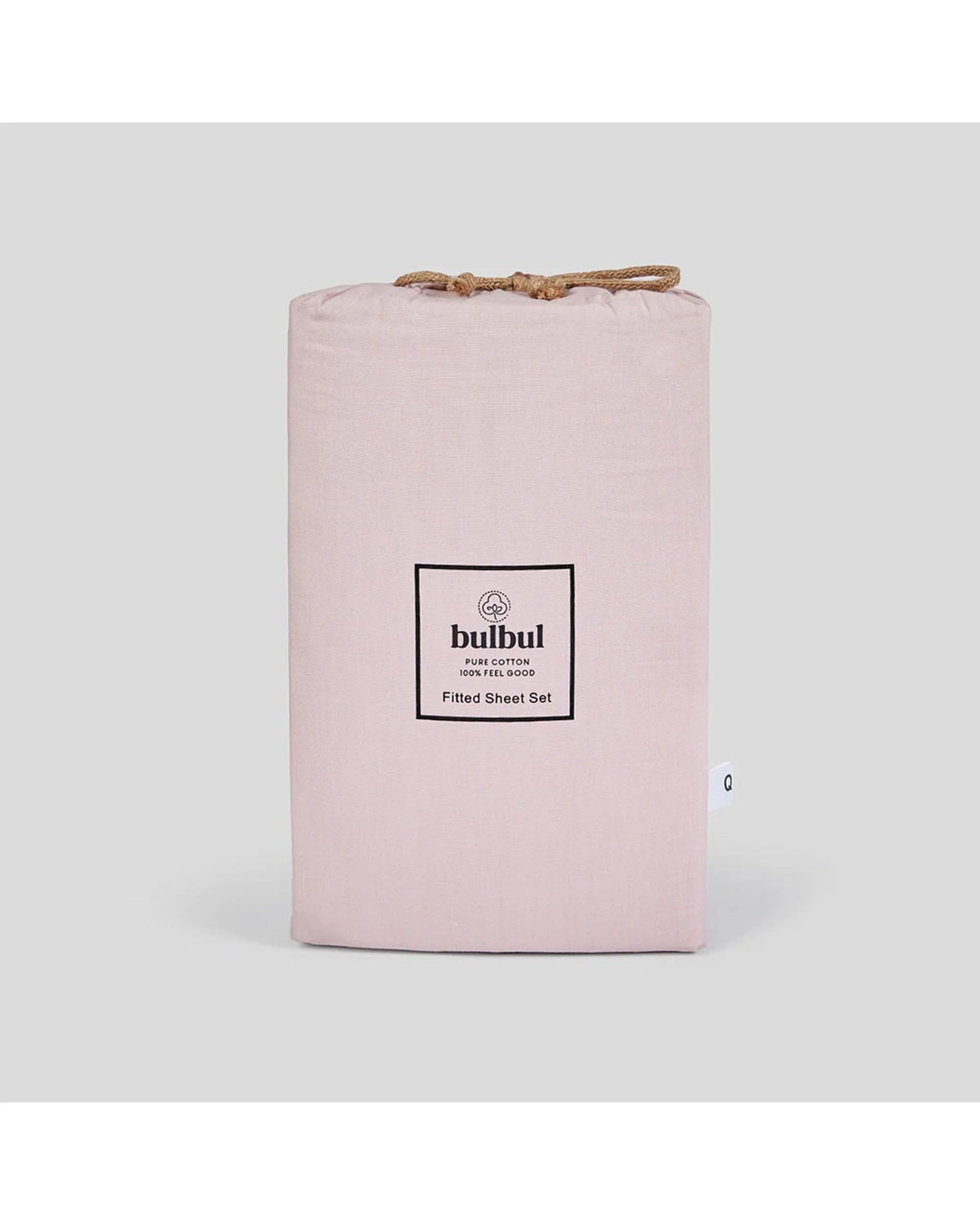 3 Bulbul Home Fitted Sheet & Pillowcase Bedding Set Salt 375TC - Queen Bed - Pink, 3 of 5
