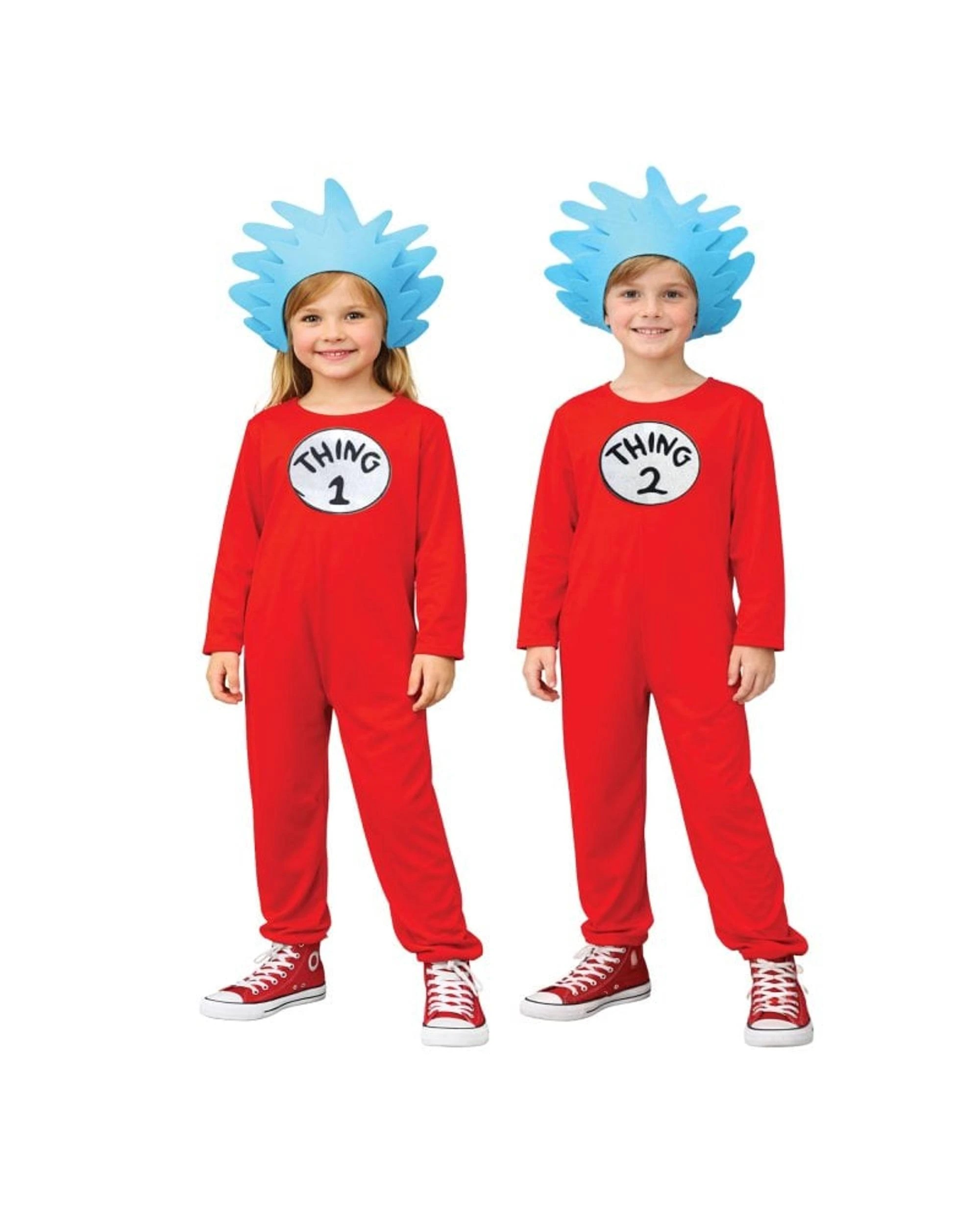 1 Dr Seuss Cat in the Hat Thing 1 and 2 Jumpsuit Costume Size Child 10-12 Years, 1 of 1
