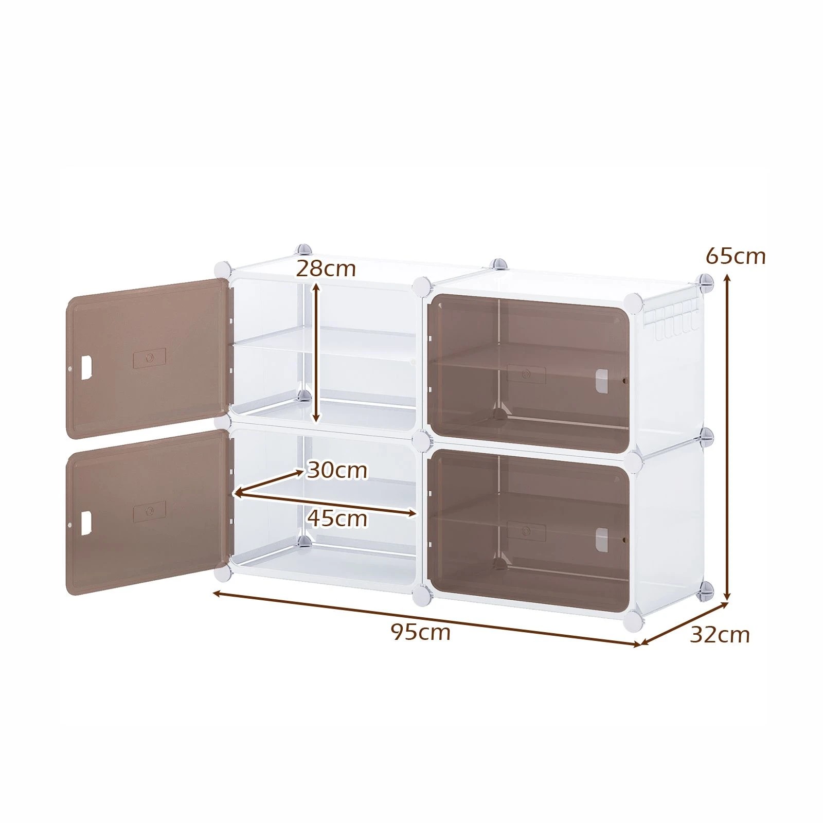 4 Costway Shoe Rack 4 Tier Shoe Storage Cabinet w/Removable Shelves Hooks Closet Organizer, 4 of 5