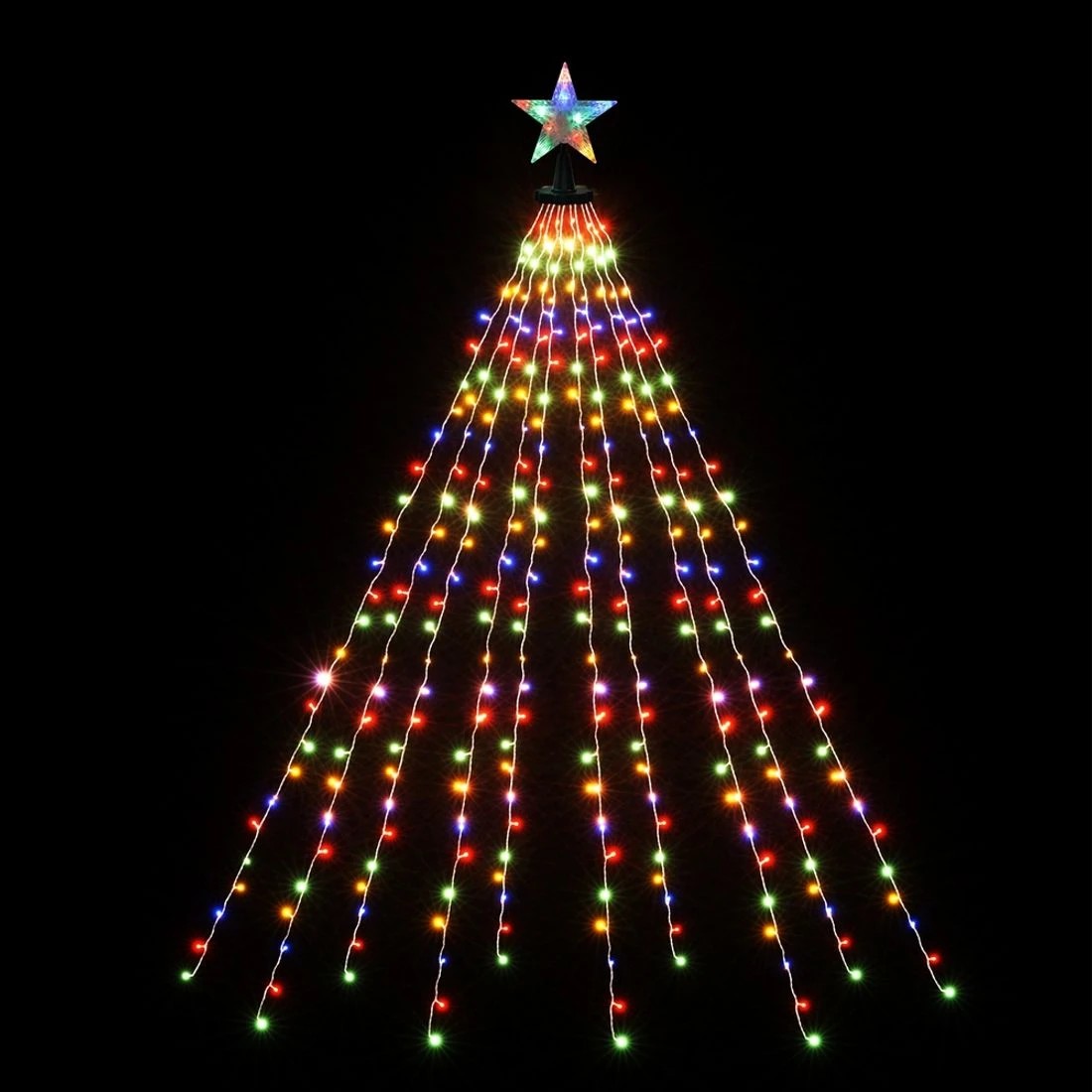 3 Jingle Jollys 2.5M Christmas Lights Waterfall String Light 300 LED Star Topper - Multi, 3 of 7