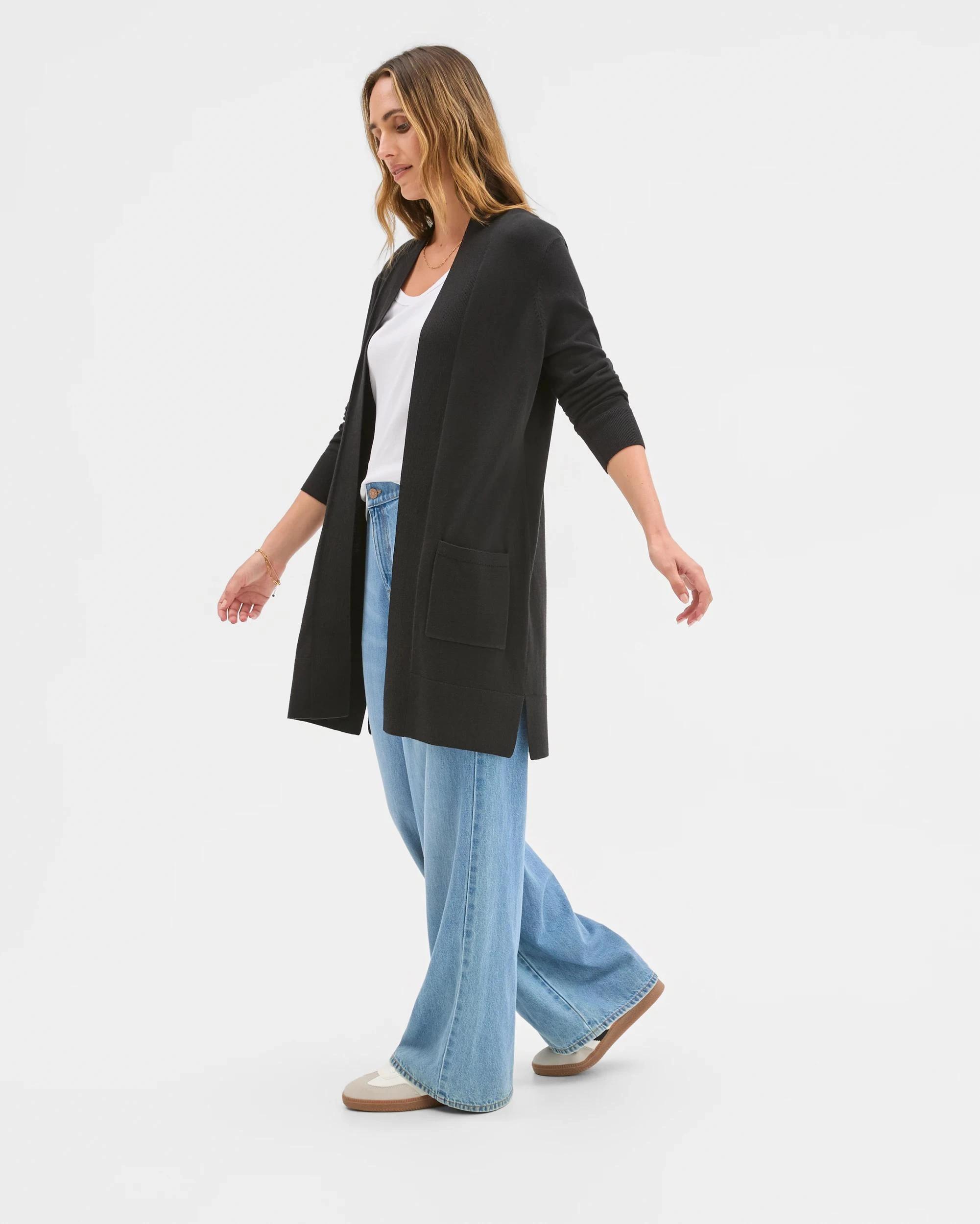 2 Target Woman Edge To Edge Rib Cardigan BLACK, 2 of 5