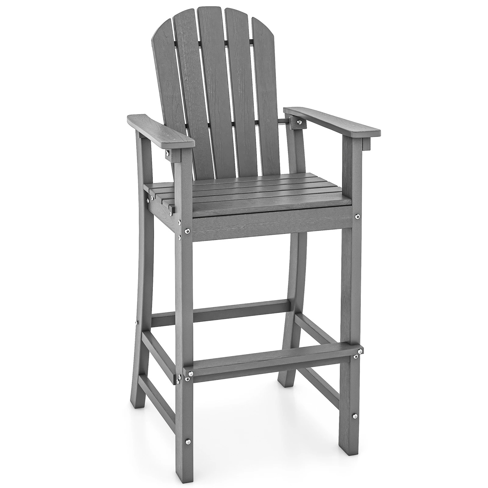 1 Costway 1.33M Tall HDPE Bar Stool Outdoor Adirondack Chair w/Footrest, 1 of 3