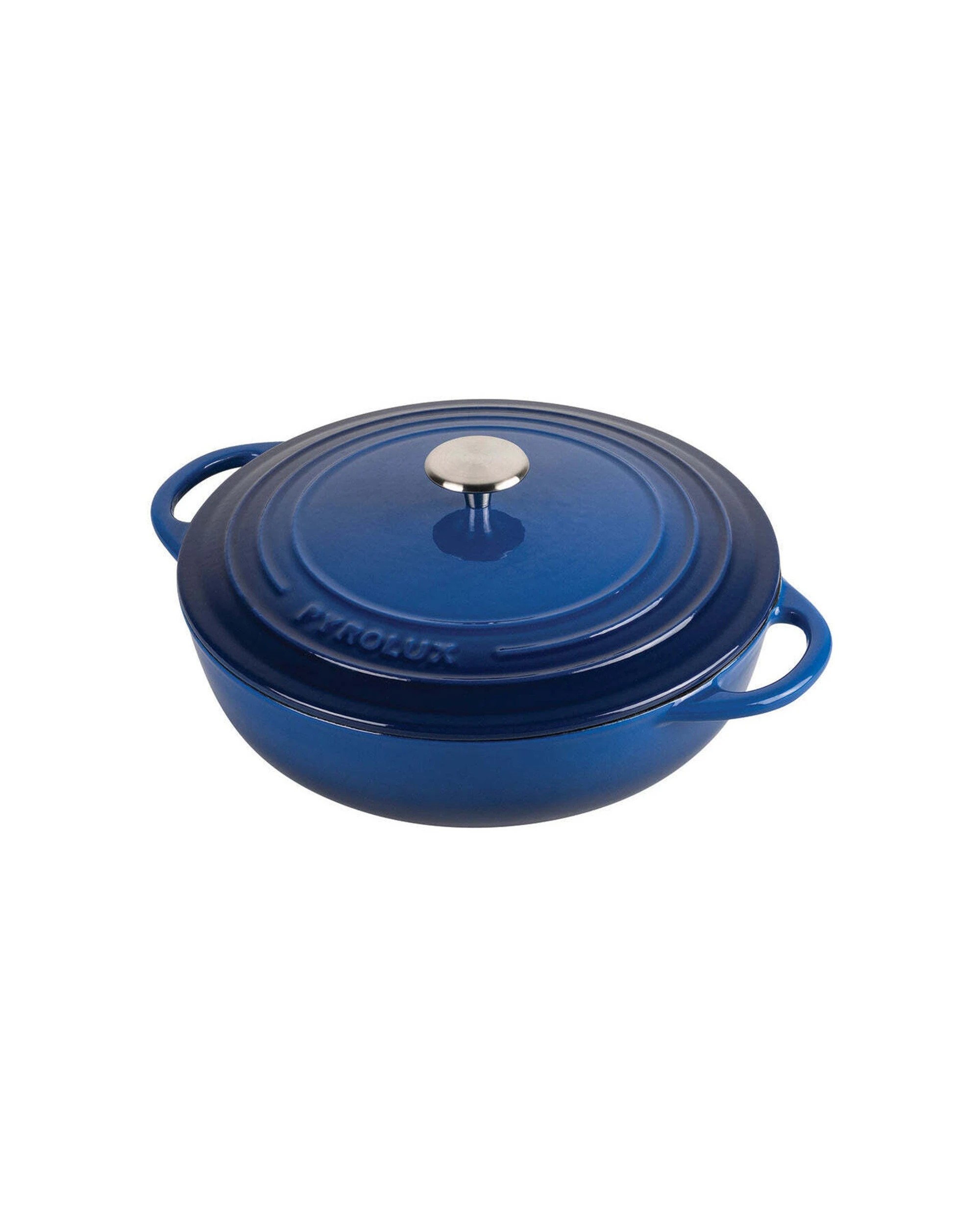 1 Pyrolux Pyrochef 28cm 4L Cast Iron Round Chef Pan With Lid Oven Safe - Blue, 1 of 1