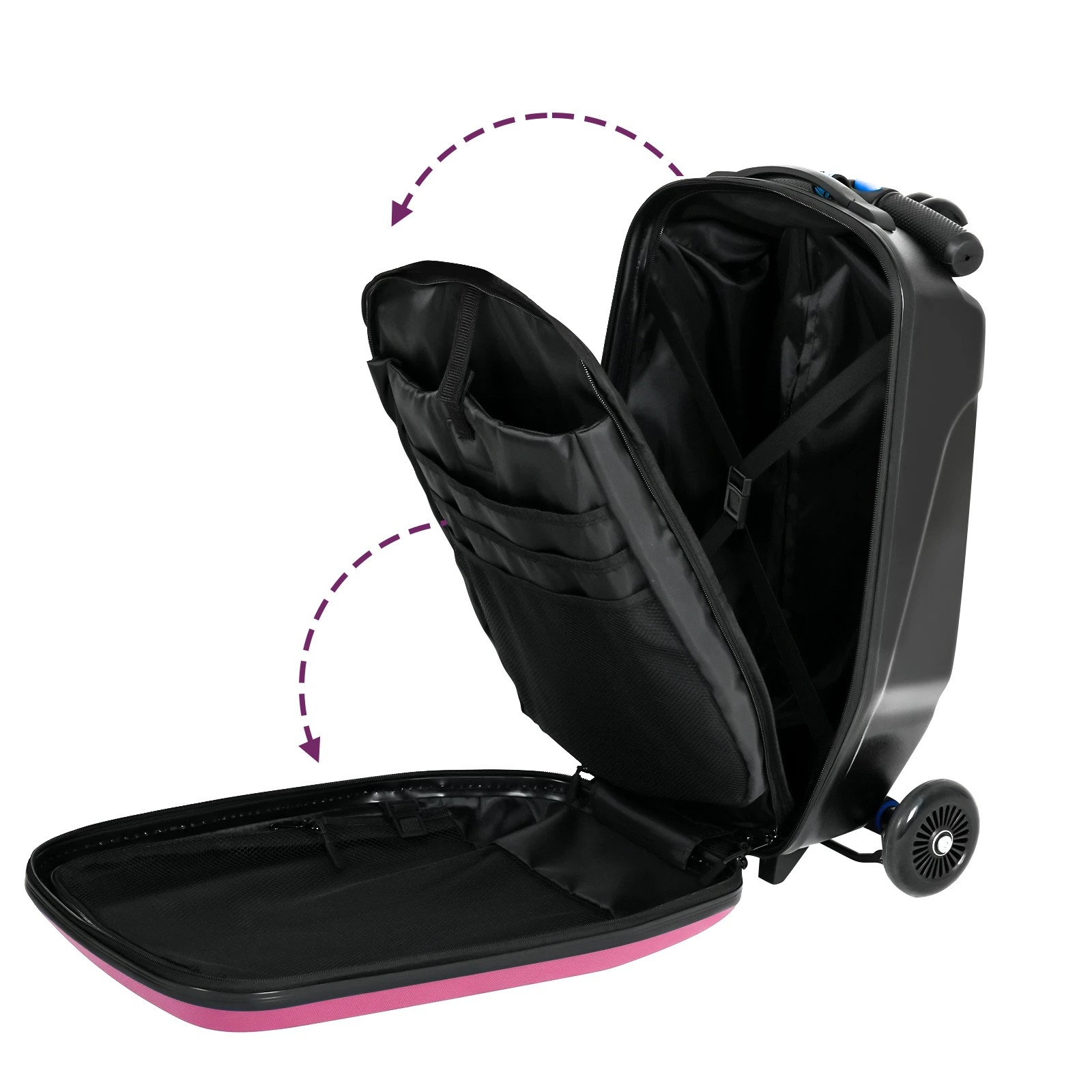6 Advwin 2-in-1 Foldable Scooter Suitcase LED Wheels Ride-on LuggageCarry-on Luggage & Travel Scooter Ride-on Suitcase, 6 of 10