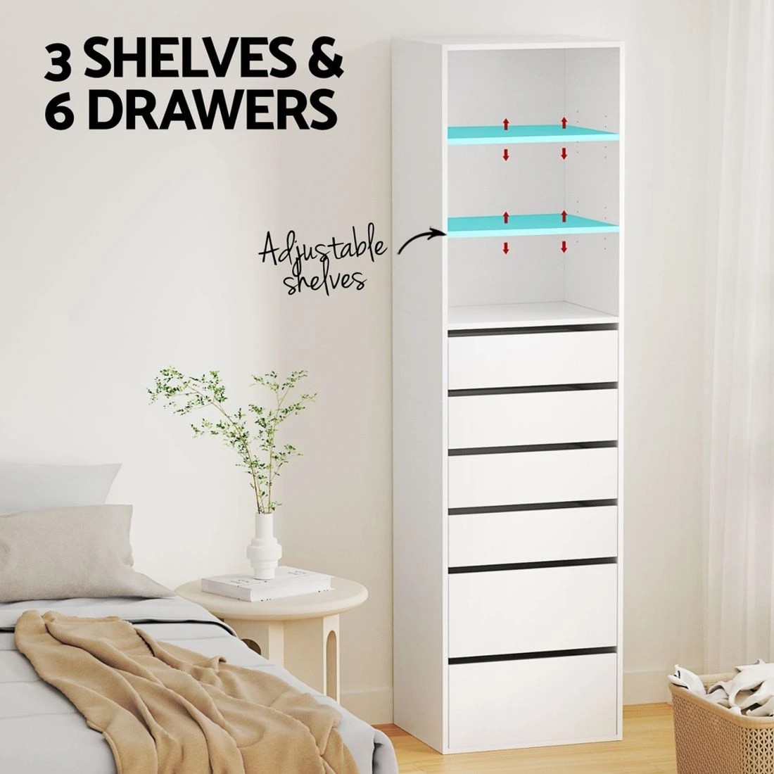 6 Artiss 6 Chest of Drawers Tallboy Cabinet - White, 6 of 8