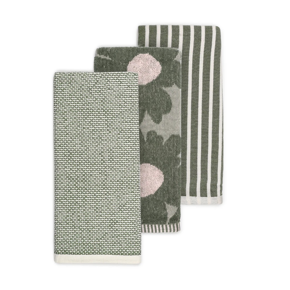 1 3 Pack Floral Green Tea Towels, 1 of 7