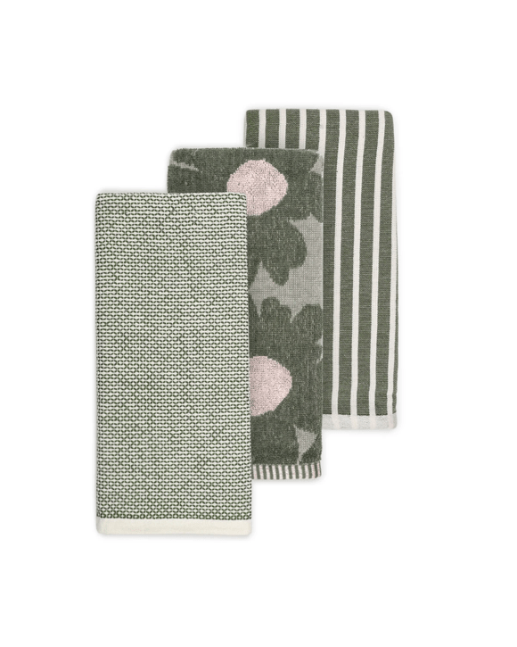 3 Pack Floral Green Tea Towels