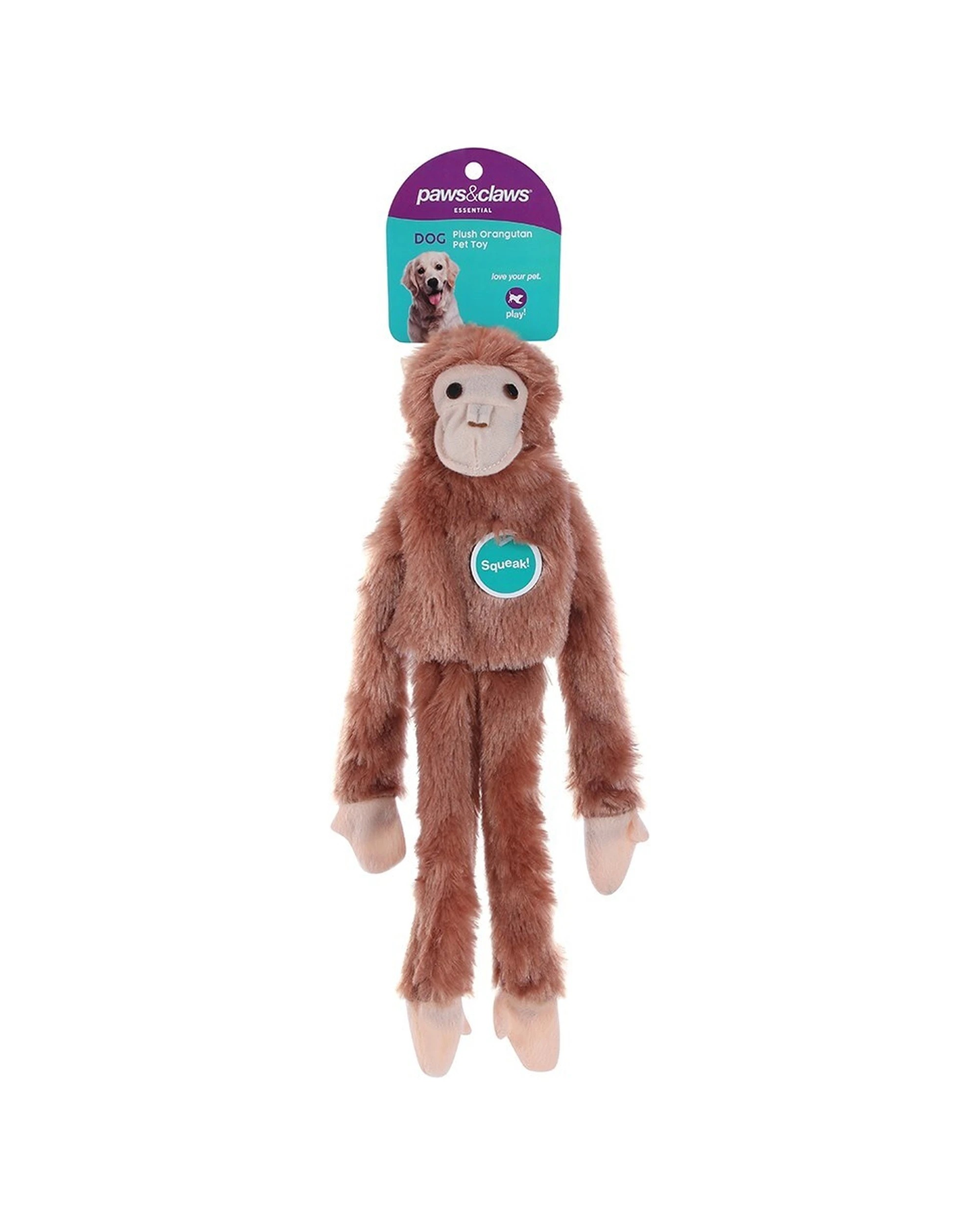3 Paws And Claws 2PK Orangutan Plush Pet Dog Toy - Multi, 3 of 7