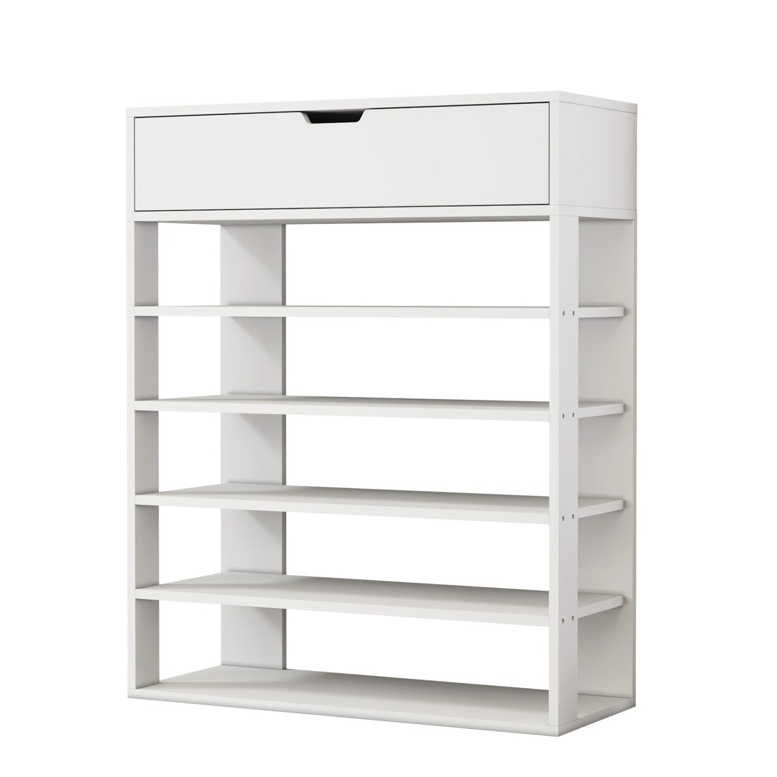 1 Oikiture Shoes Storage Rack 5-tier Shelves Shoe Storage Cabinet Drawer
 - White, 1 of 8