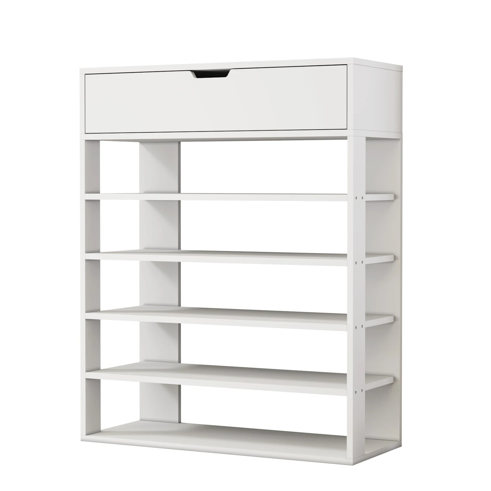 1 Oikiture Shoes Storage Rack 5-tier Shelves Shoe Storage Cabinet Drawer
 - White, 1 of 8