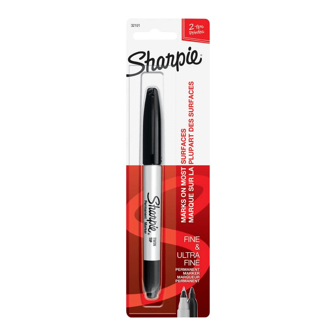 1 Sharpie Twin Tip Permanent Marker Black, 1 of 4