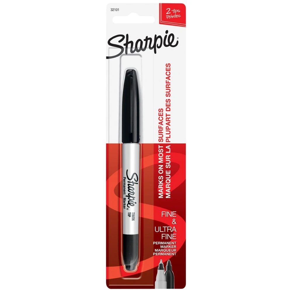 1 Sharpie Twin Tip Permanent Marker Black, 1 of 4