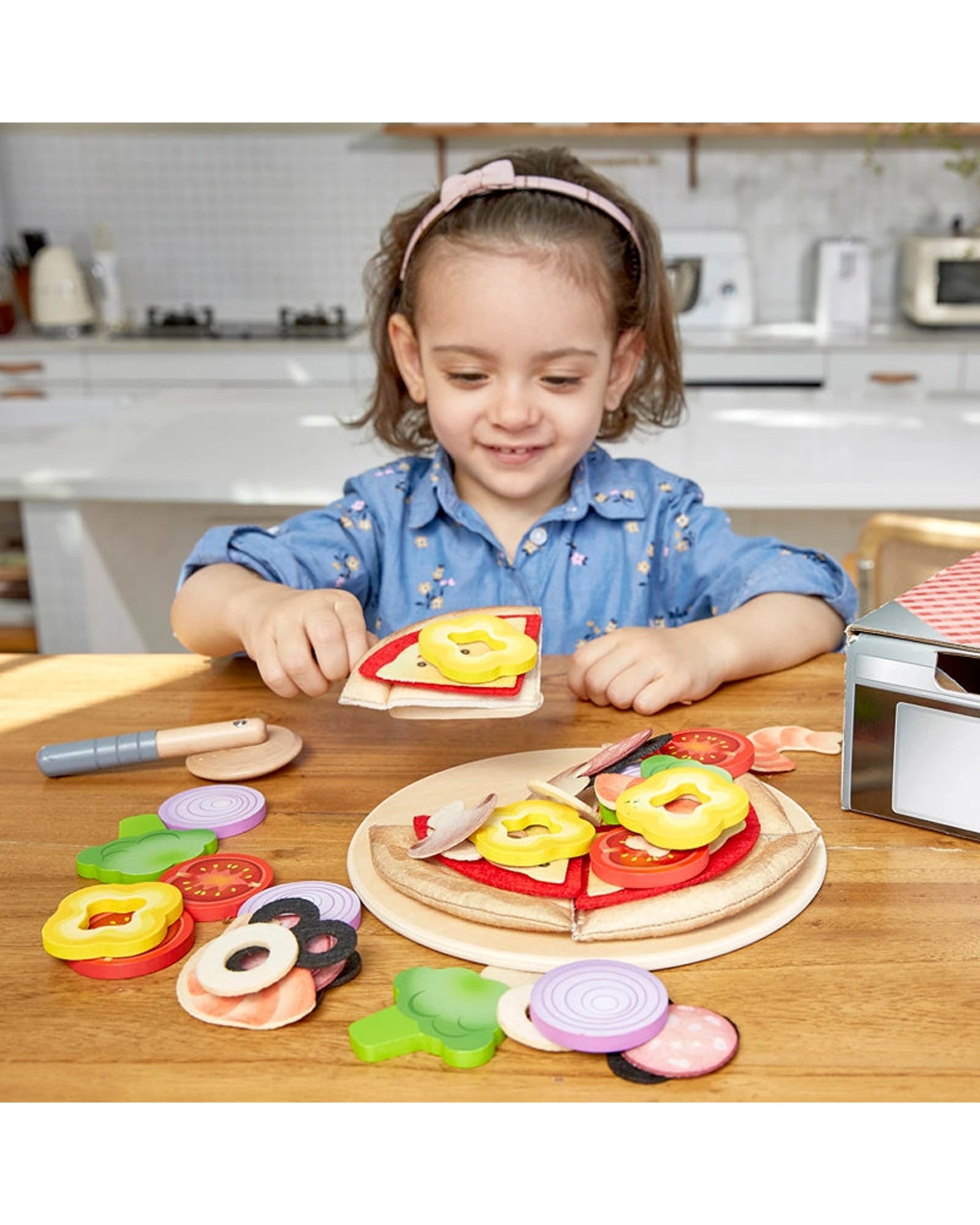 4 Hape Perfect Pizza Playset Wooden Toy Cutter Toppings Oven - Multi, 4 of 4