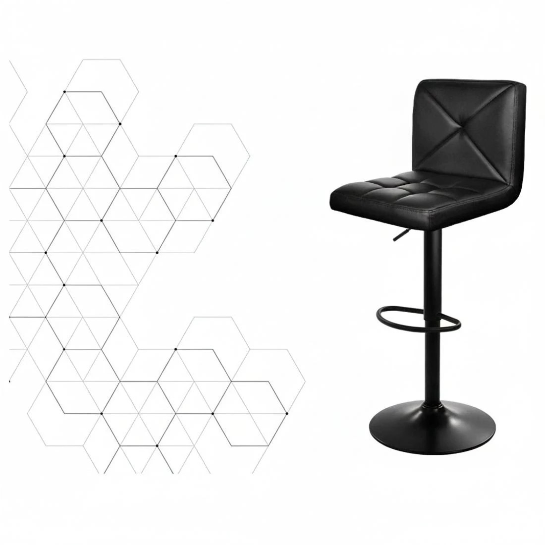 3 Artiss 4x Bar Stools Gas Lift Leather Chair - Black, 3 of 5
