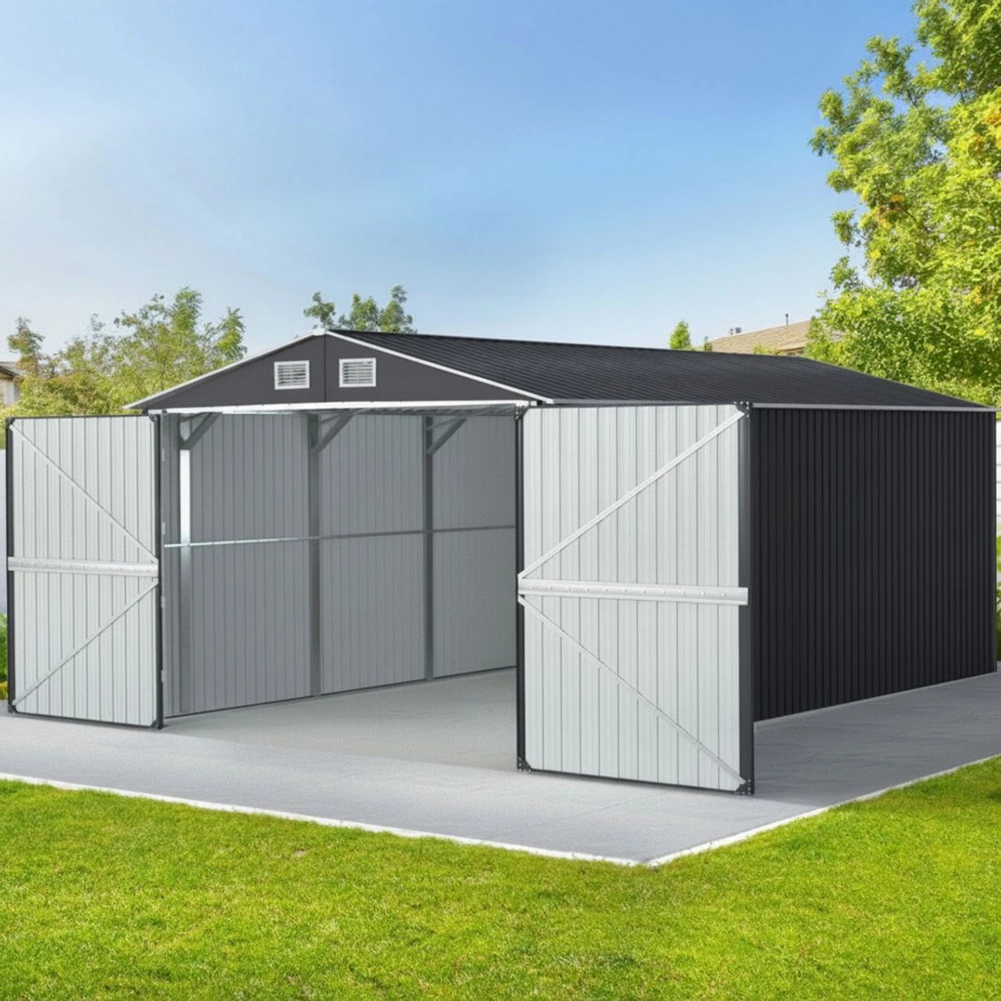 2 Giantz Garden Shed Sheds Outdoor Storage Tool Workshop House Shelter - Grey, 2 of 7