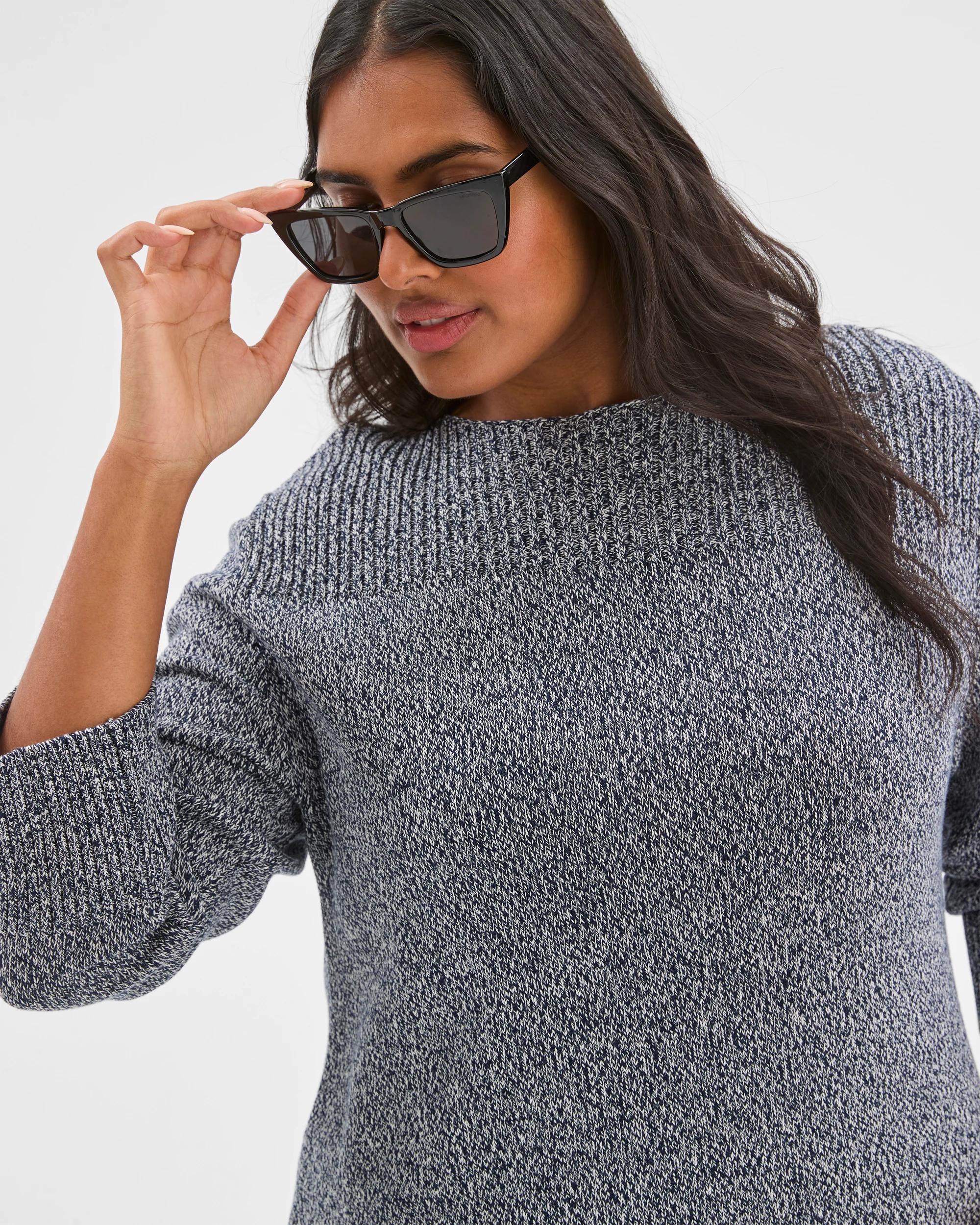 3 Target Curve Plus Size Australian Cotton Blend Ottoman Twist Jumper PETROL TWIST, 3 of 7