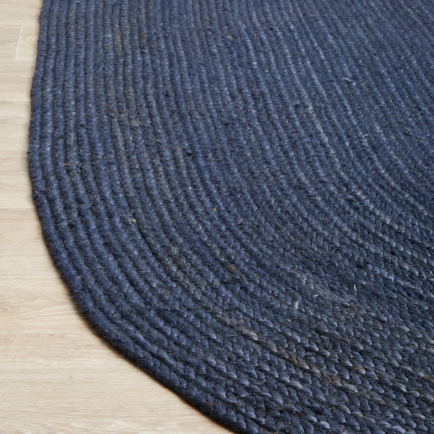 1 Common Ground Rugs Shoreline  220x150cm - Medium Oval Hand Braided Jute Rug - Blue, 1 of 9