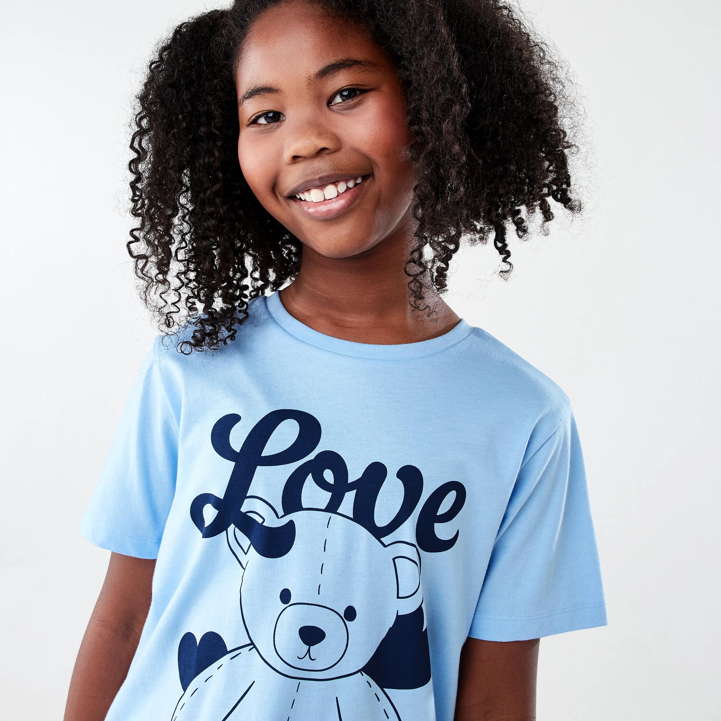 3 Short Sleeve Knit Pyjama Set BLUE TEDDY LOVE, 3 of 7